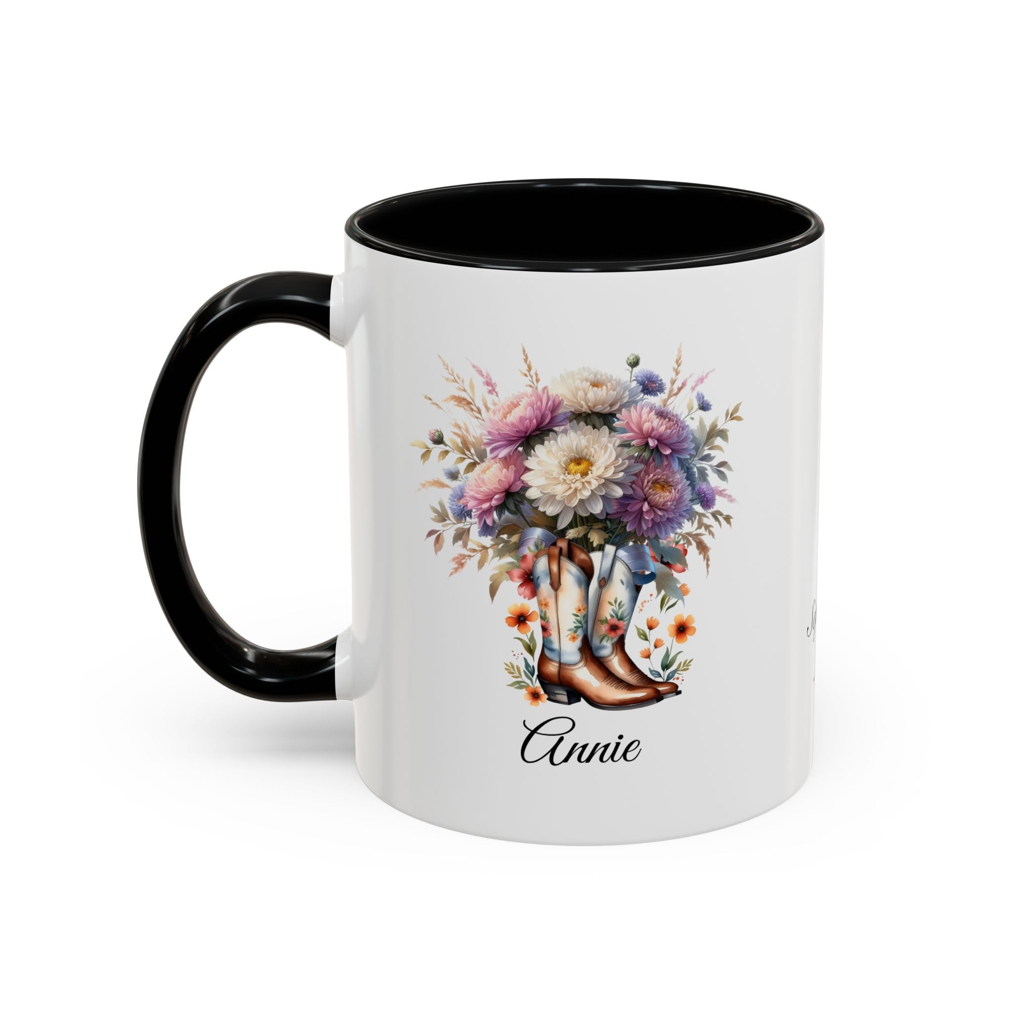 Personalized September Birth Flower Accent Coffee Mug - Available in 11oz and 15oz Sizes