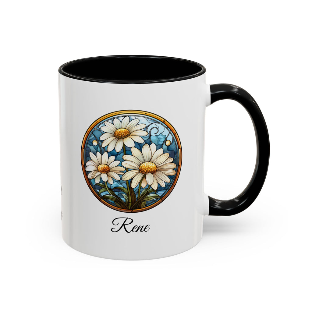 Personalized April Birth Flower Accent Coffee Mug - Available in 11oz and 15oz Sizes