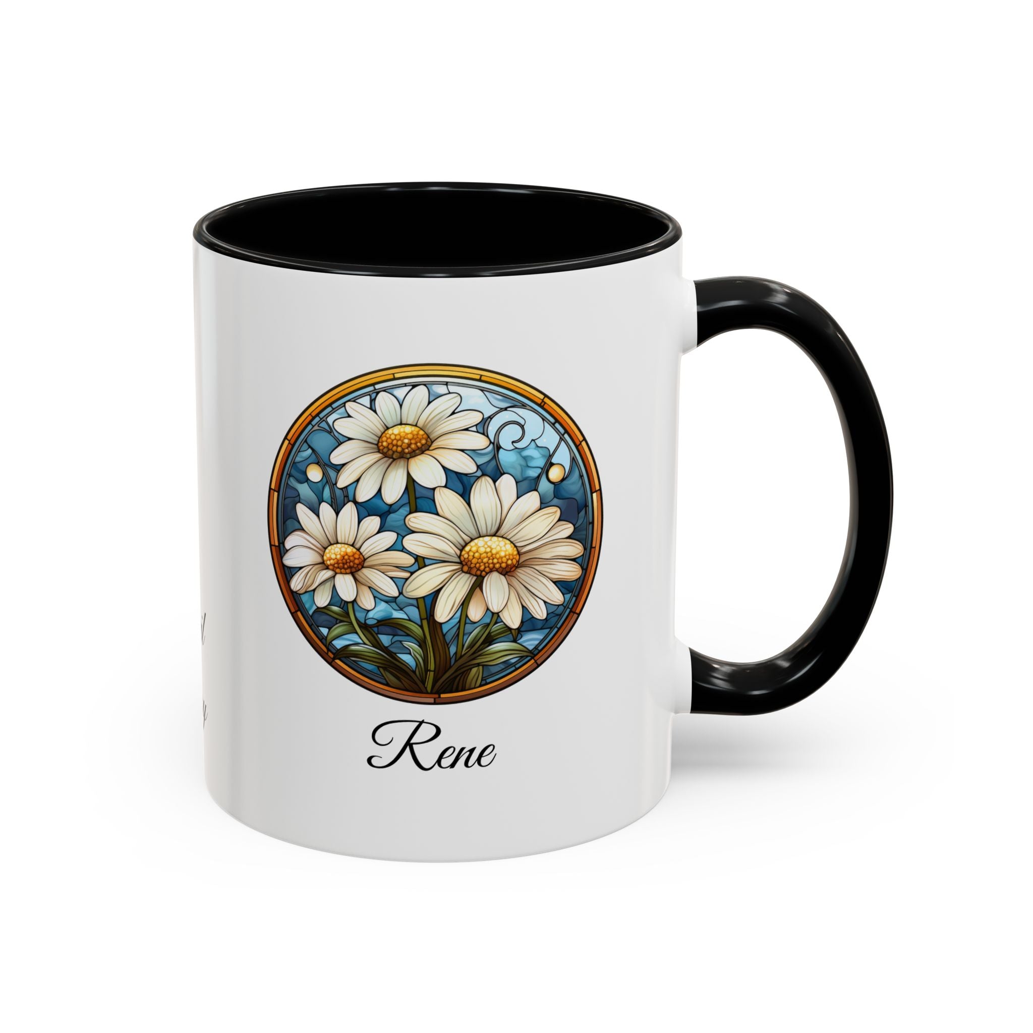 Personalized April Birth Flower Accent Coffee Mug - Available in 11oz and 15oz Sizes
