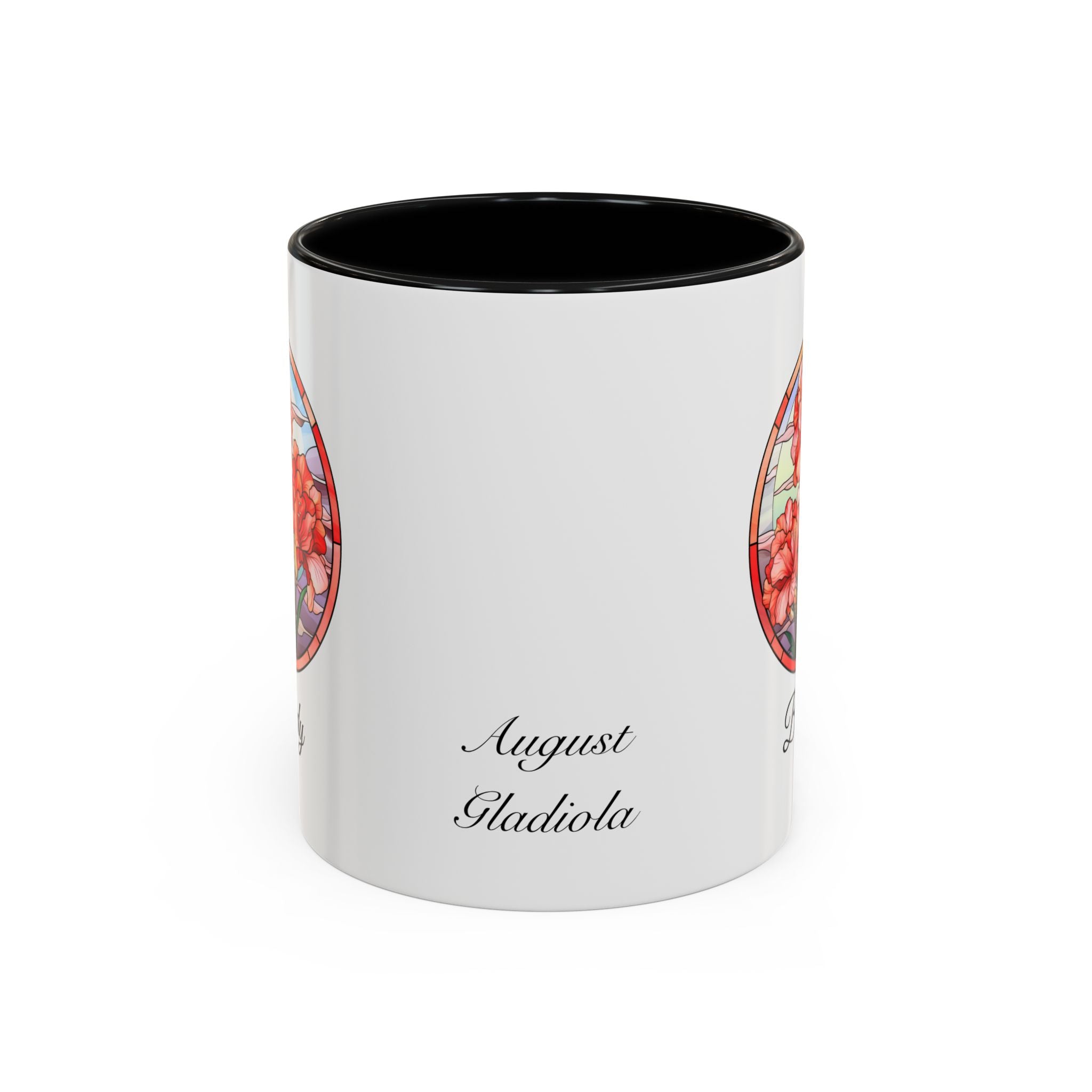 Personalized August Birth Flower Accent Coffee Mug - Available in 11oz and 15oz Sizes