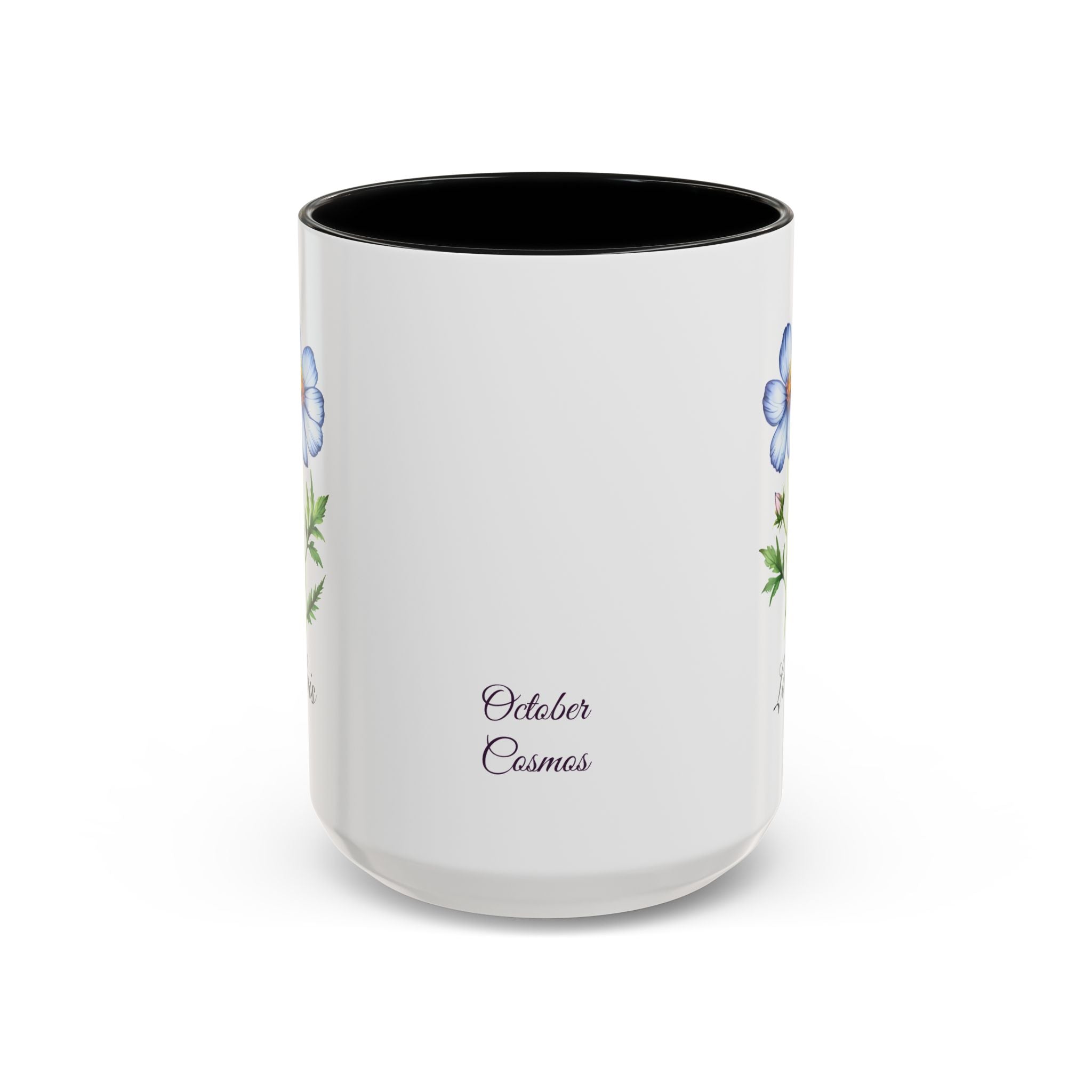 Personalized October Birth Flower Accent Coffee Mug - Available in 11oz and 15oz Sizes