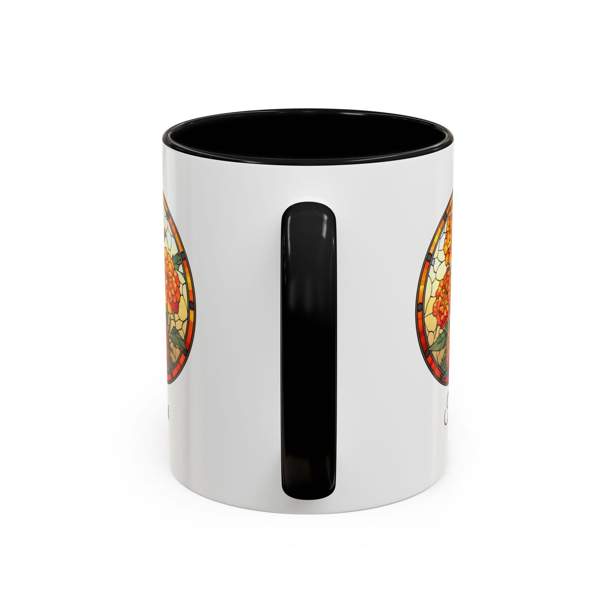 Personalized October Birth Flower Accent Coffee Mug - Available in 11oz and 15oz Sizes
