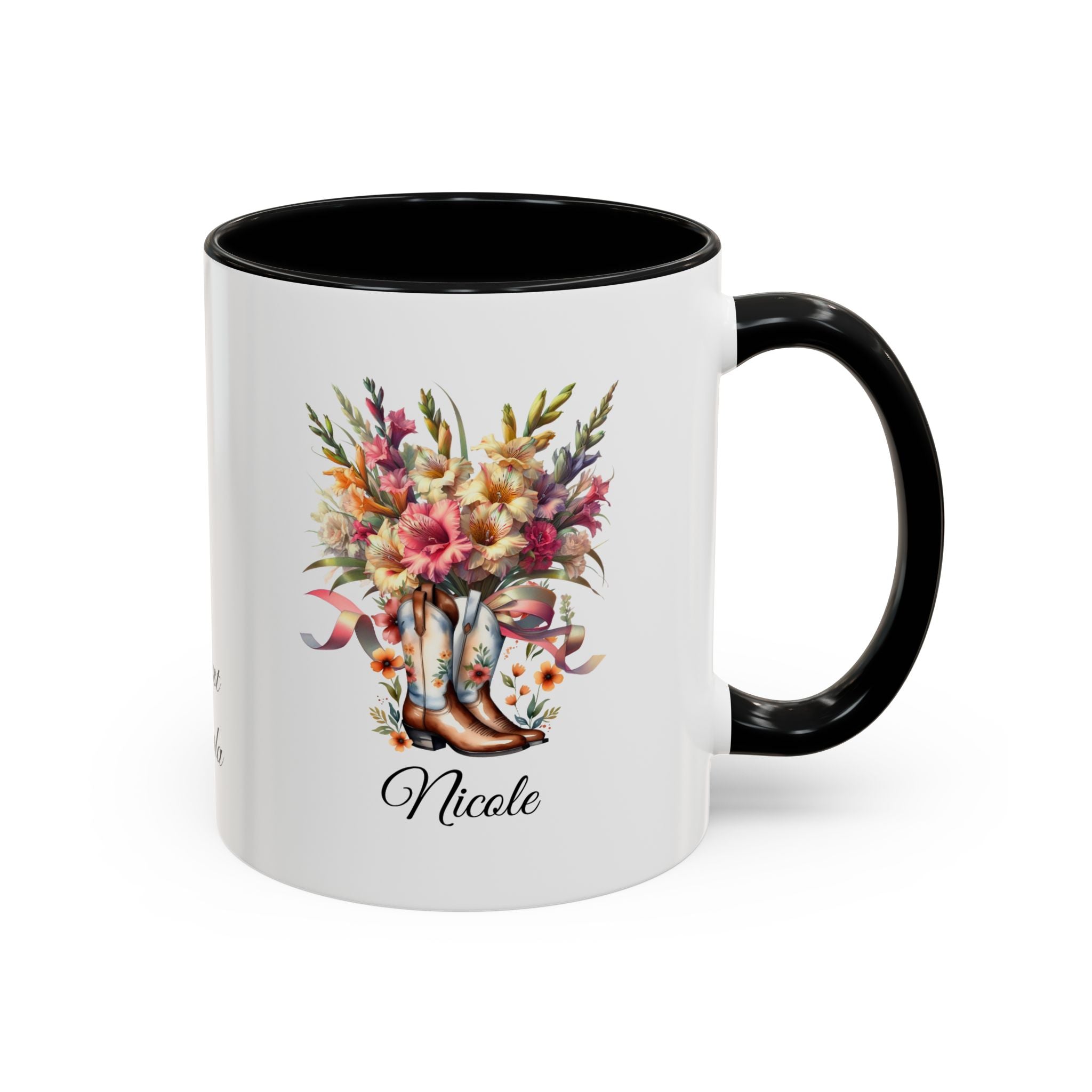 Personalized August Birth Flower Accent Coffee Mug - Available in 11oz and 15oz Sizes