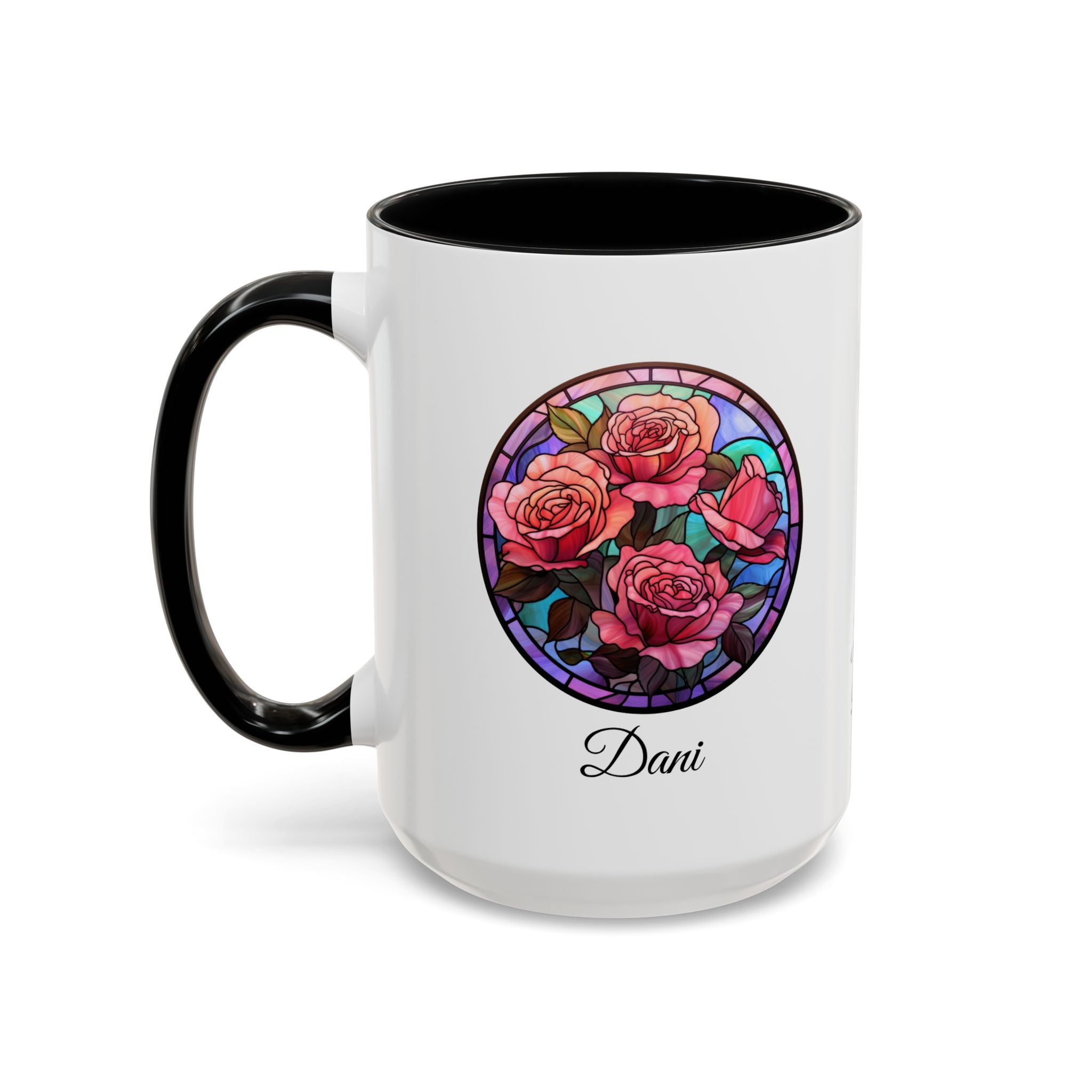 Personalized June Birth Flower Accent Coffee Mug - Available in 11oz and 15oz Sizes