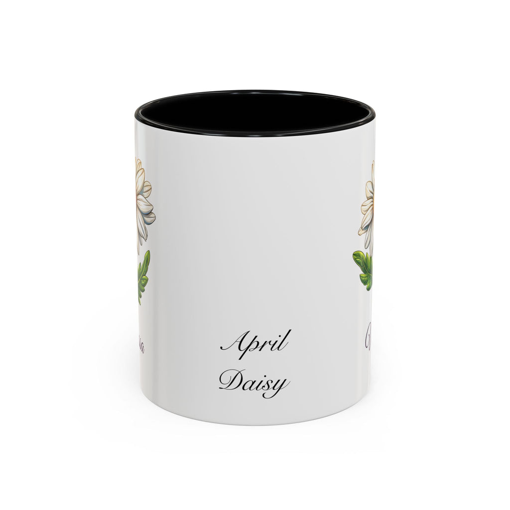 Personalized April Birth Flower Accent Coffee Mug - Available in 11oz and 15oz Sizes