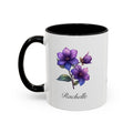 Personalized February Birth Flower Accent Coffee Mug - Available in 11oz and 15oz Sizes