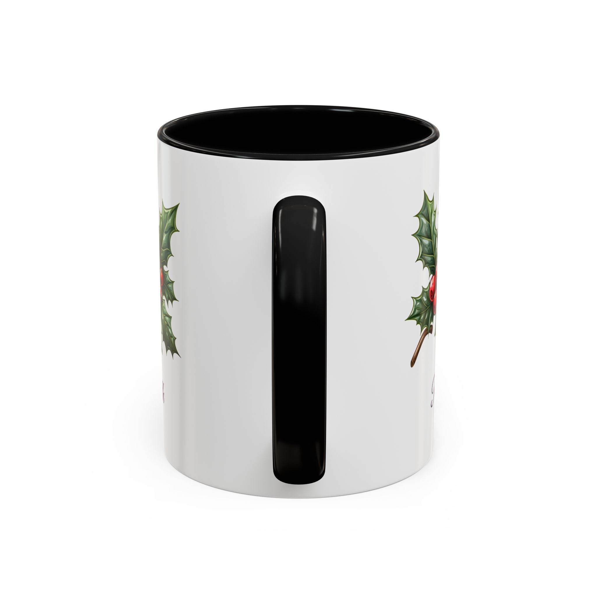 Personalized December Birth Flower Accent Coffee Mug - Available in 11oz and 15oz Sizes
