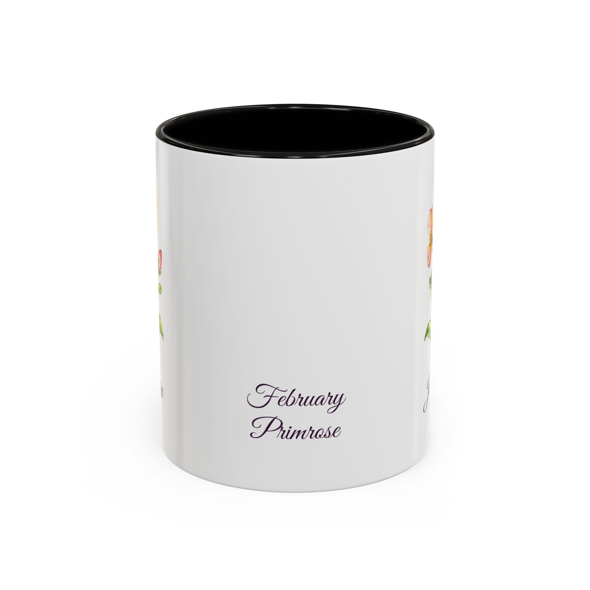 Personalized February Birth Flower Accent Coffee Mug - Available in 11oz and 15oz Sizes