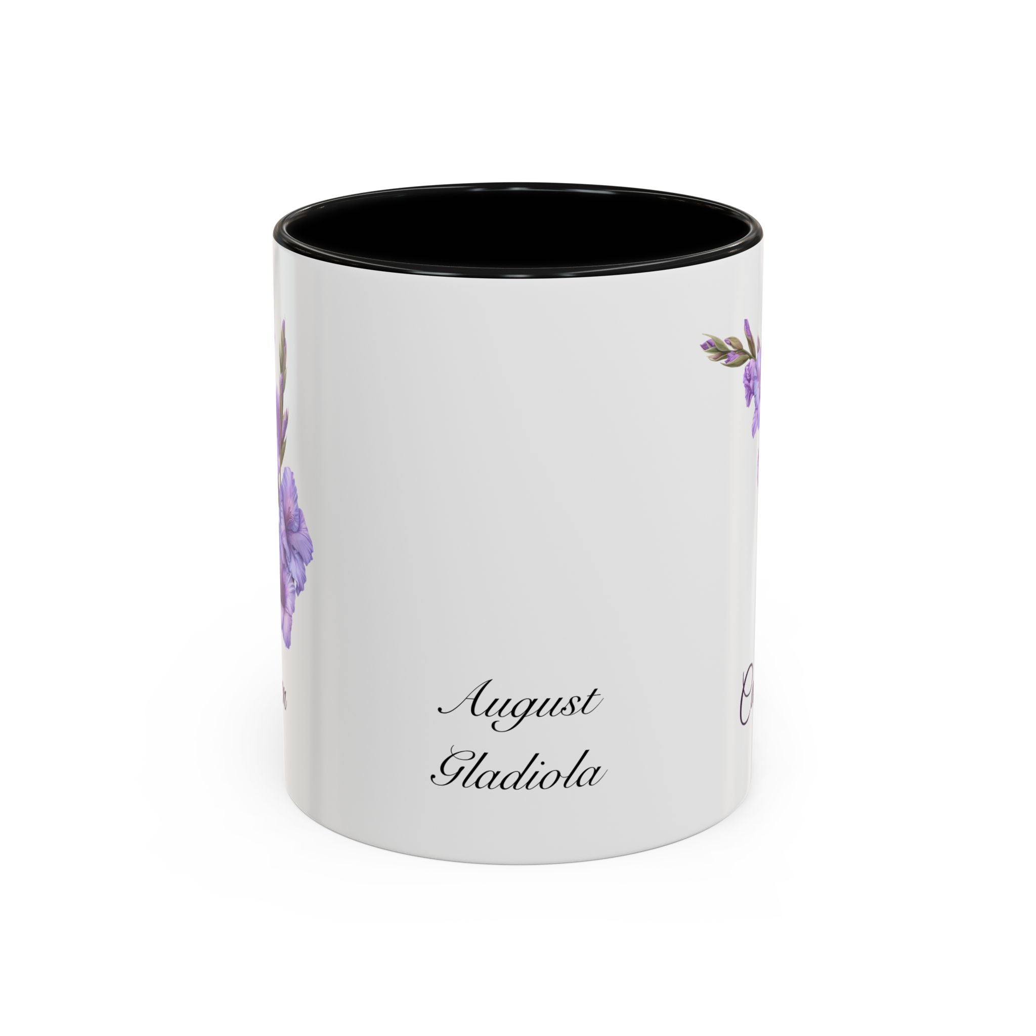 Personalized August Birth Flower Accent Coffee Mug - Available in 11oz and 15oz Sizes