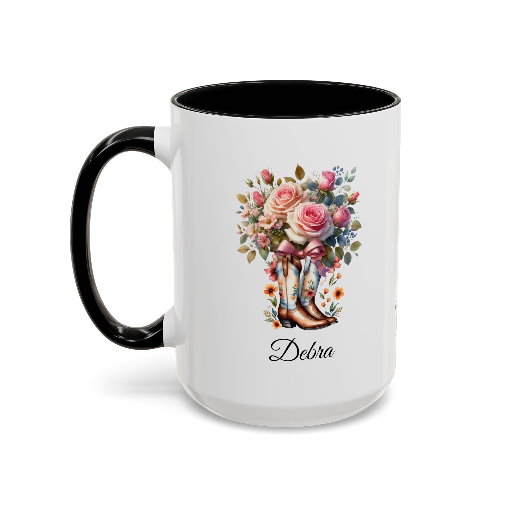 Personalized June Birth Flower Accent Coffee Mug - Available in 11oz and 15oz Sizes