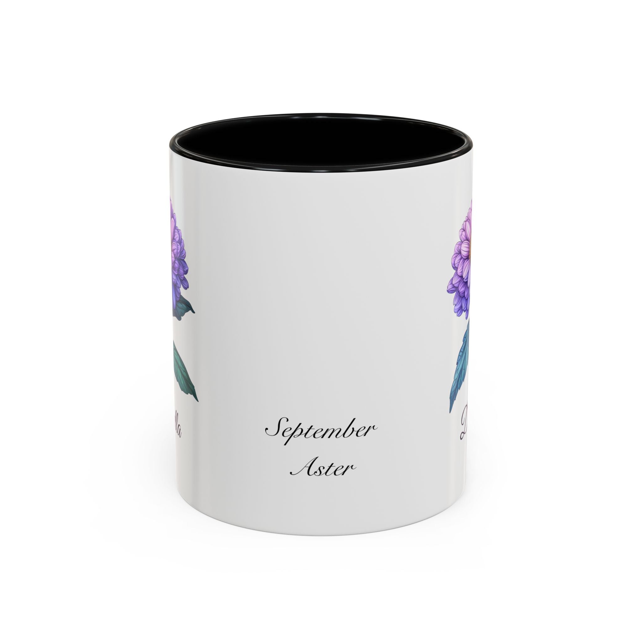 Personalized September Birth Flower Accent Coffee Mug - Available in 11oz and 15oz Sizes