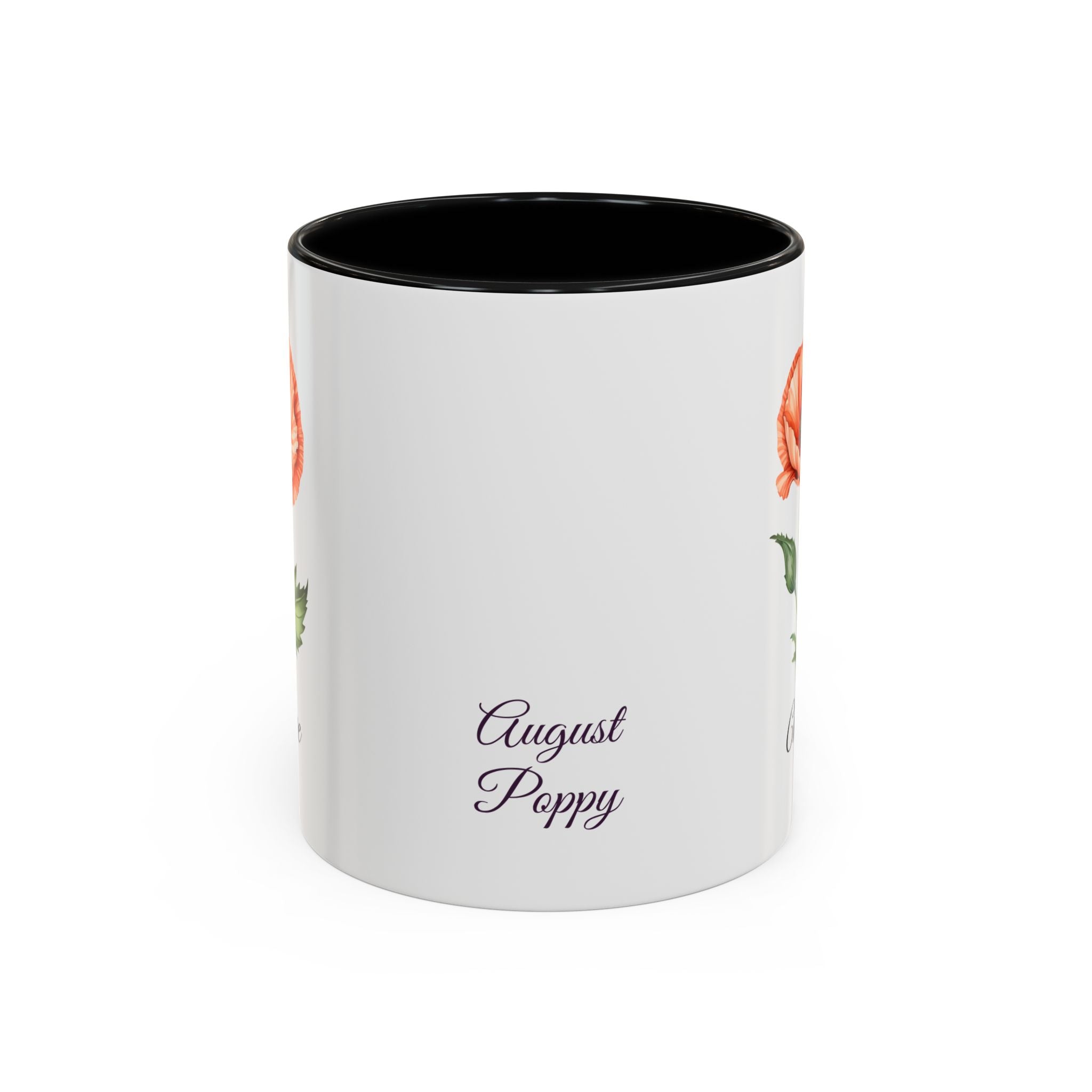 Personalized August Birth Flower Accent Coffee Mug - Available in 11oz and 15oz Sizes