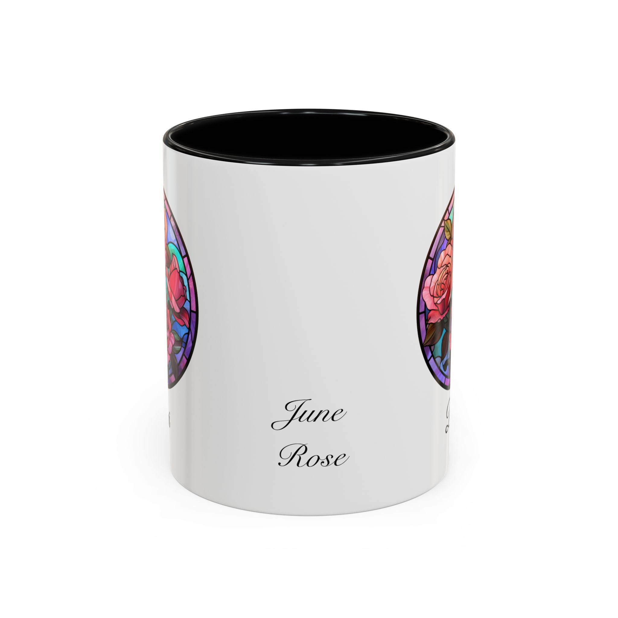 Personalized June Birth Flower Accent Coffee Mug - Available in 11oz and 15oz Sizes