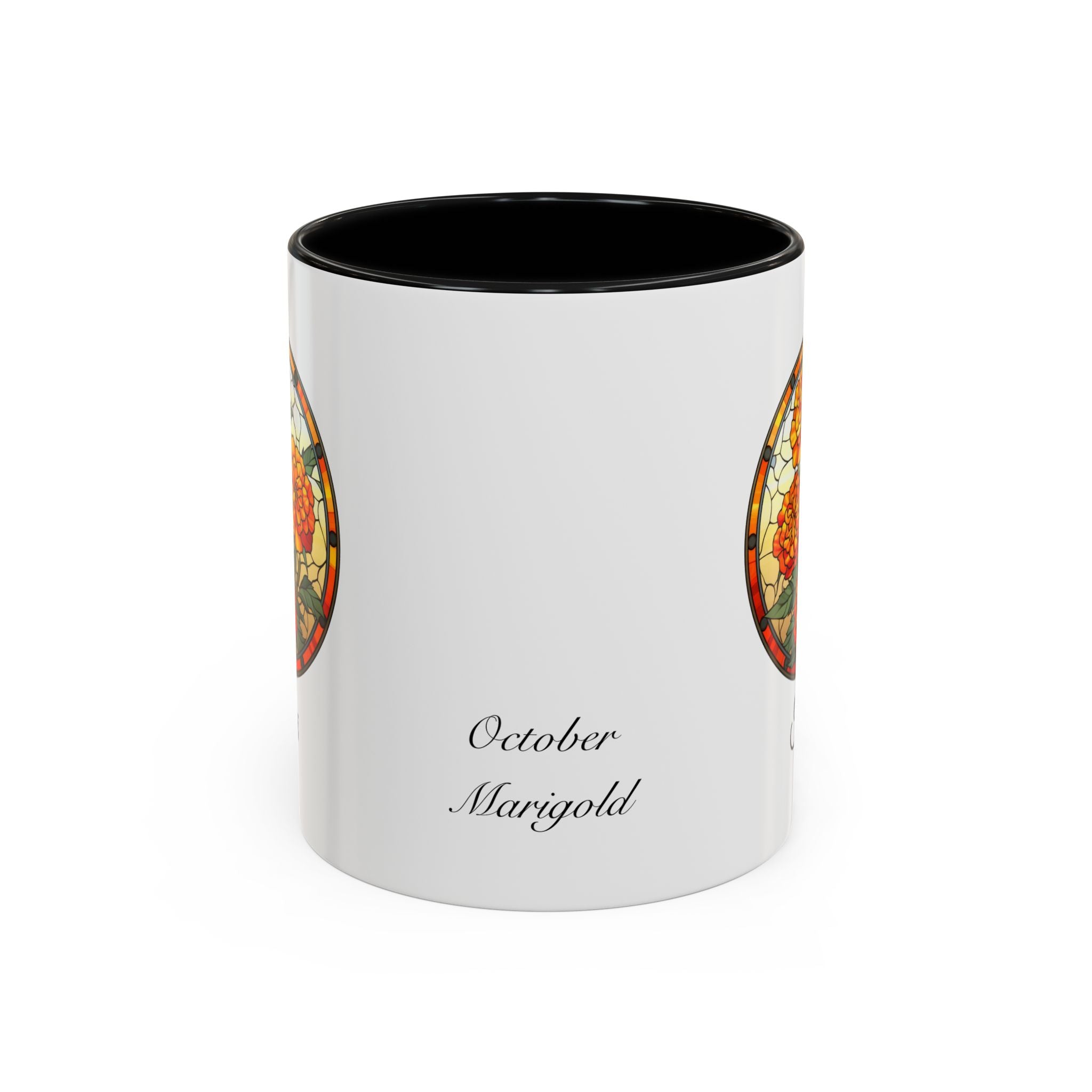 Personalized October Birth Flower Accent Coffee Mug - Available in 11oz and 15oz Sizes