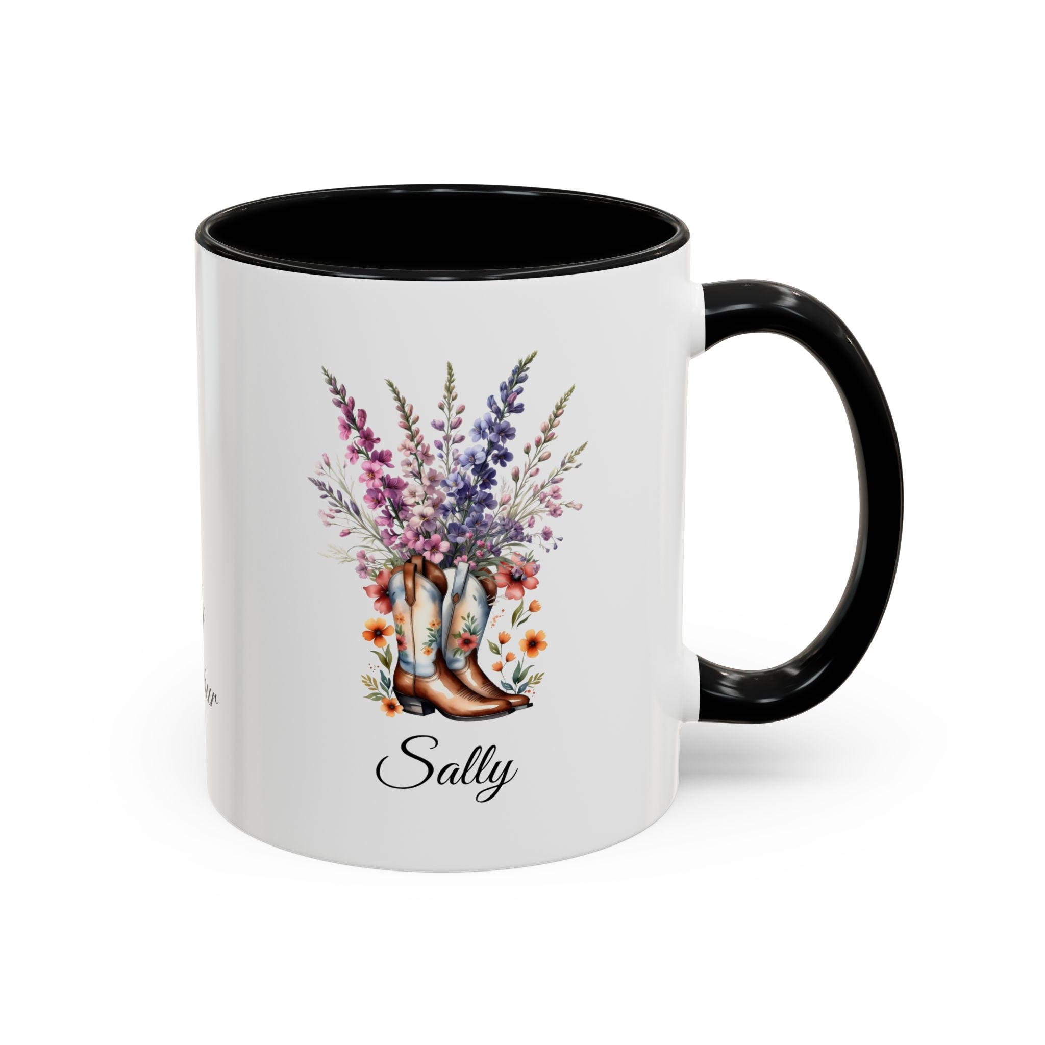 Personalized July Birth Flower Accent Coffee Mug - Available in 11oz and 15oz Sizes