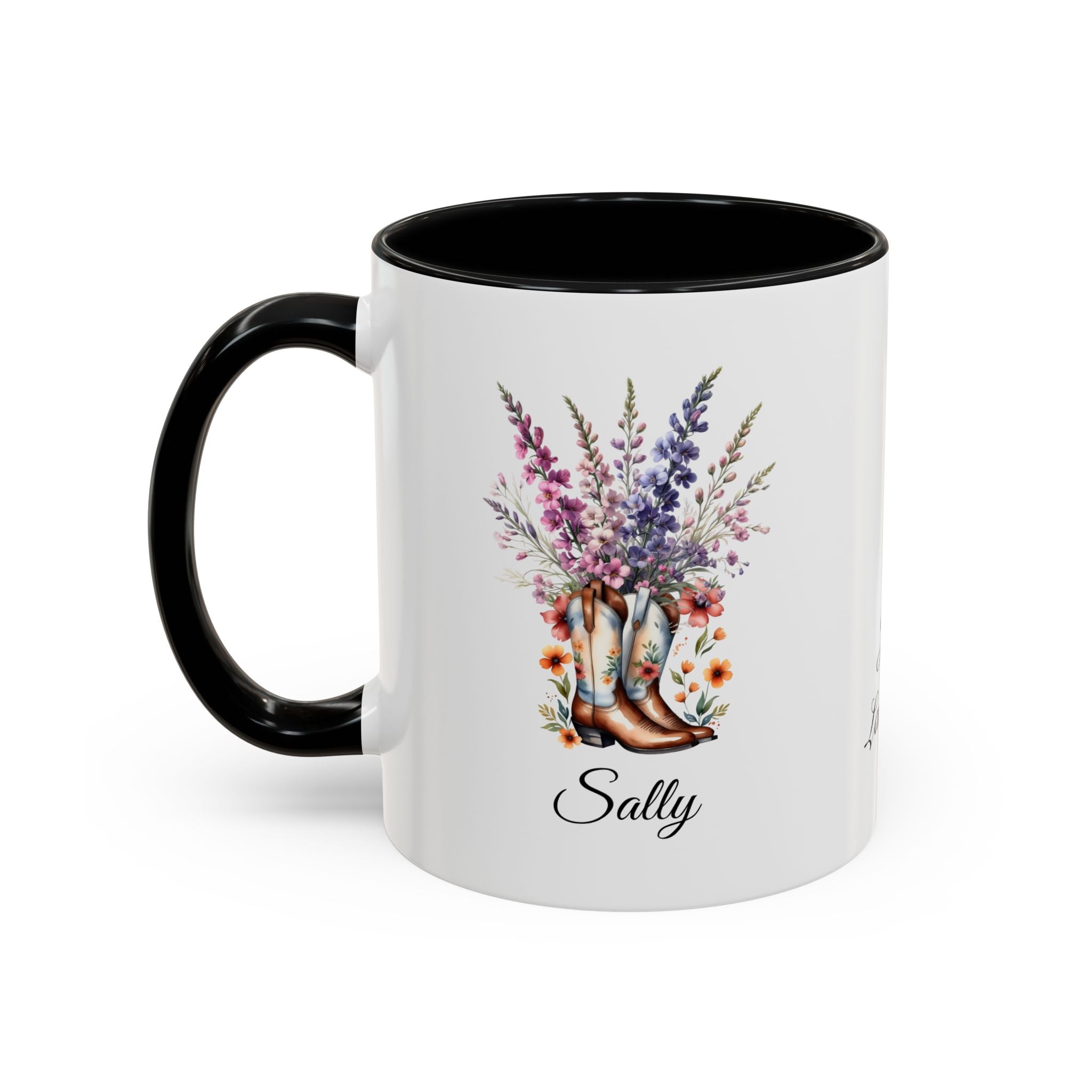 Personalized July Birth Flower Accent Coffee Mug - Available in 11oz and 15oz Sizes