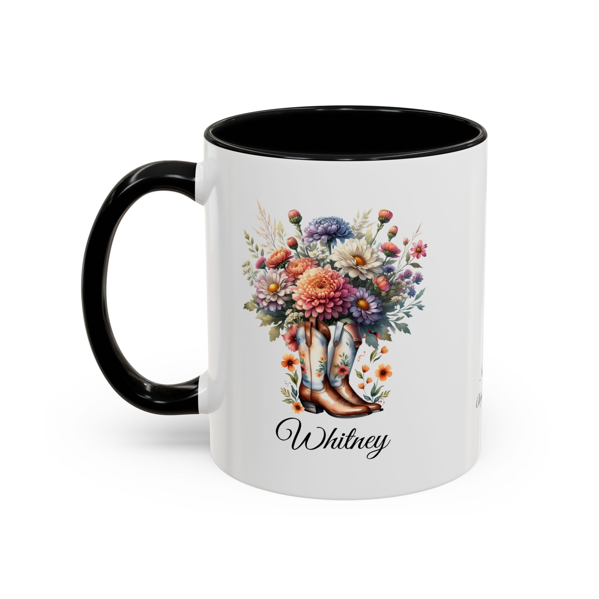 Personalized November Birth Flower Accent Coffee Mug - Available in 11oz and 15oz Sizes