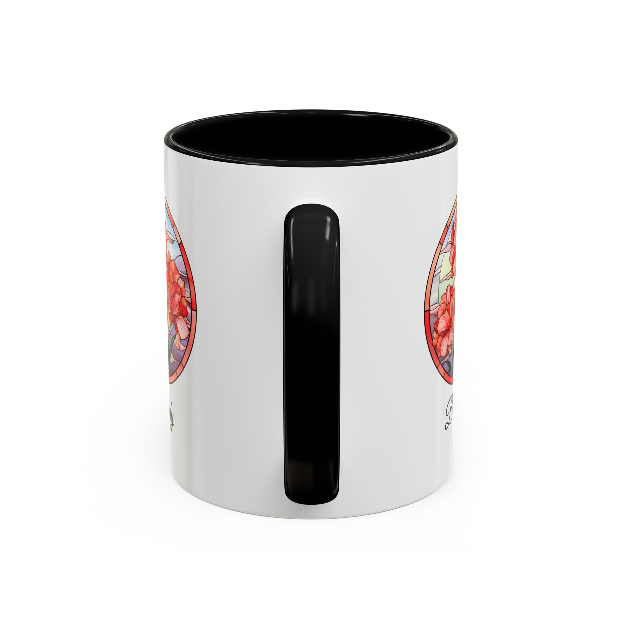 Personalized August Birth Flower Accent Coffee Mug - Available in 11oz and 15oz Sizes