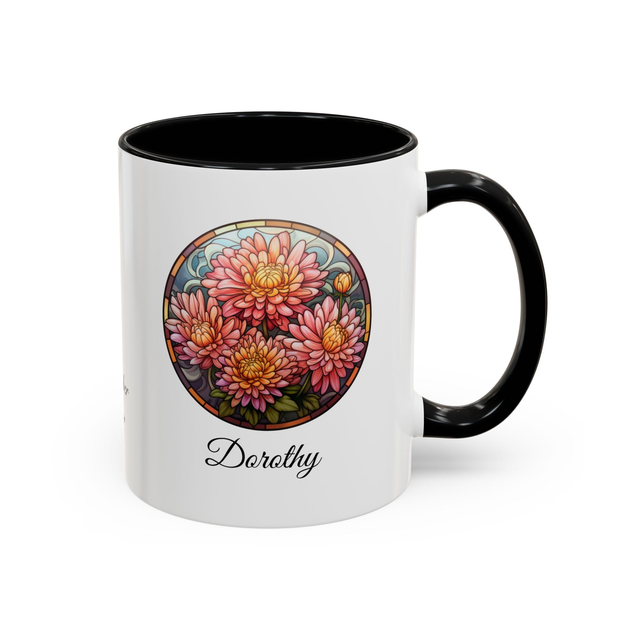 Personalized September Birth Flower Accent Coffee Mug - Available in 11oz and 15oz Sizes
