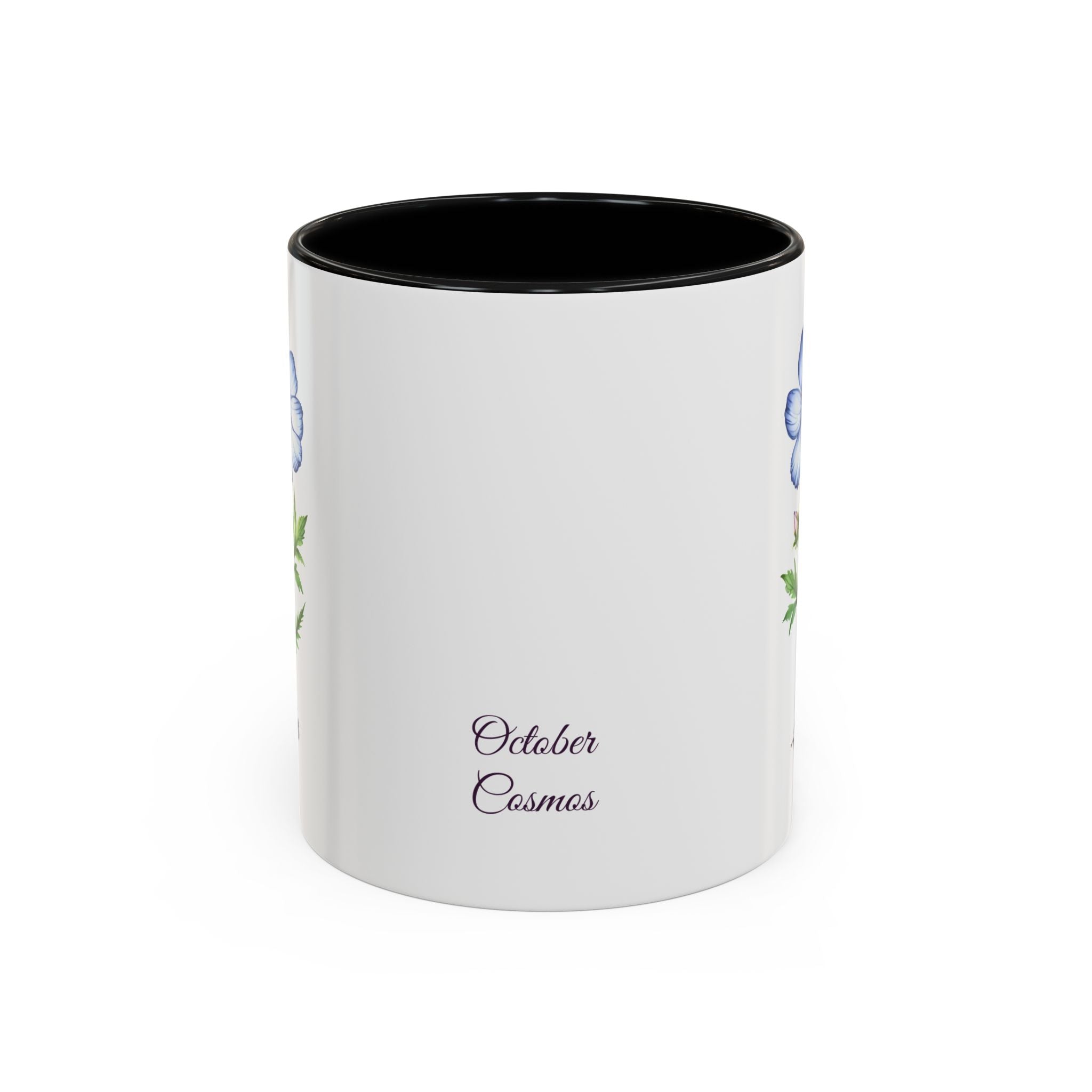 Personalized October Birth Flower Accent Coffee Mug - Available in 11oz and 15oz Sizes