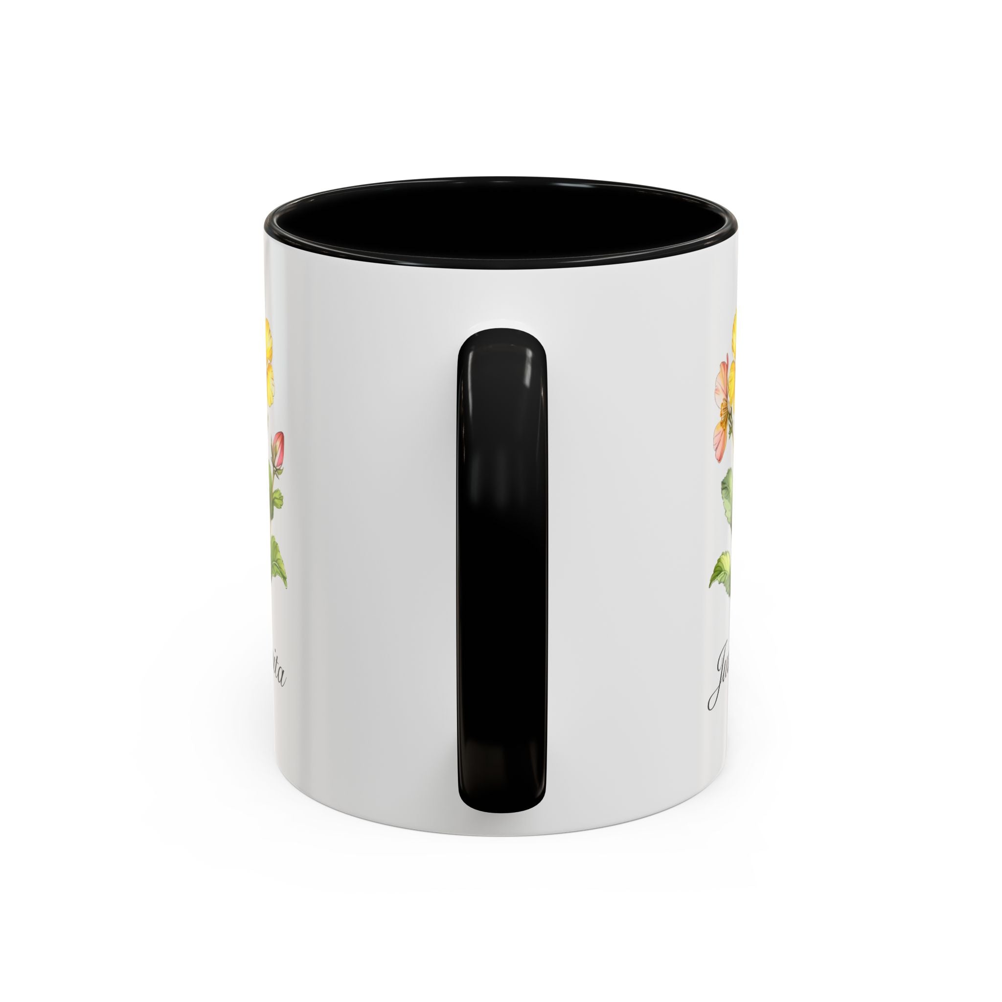 Personalized February Birth Flower Accent Coffee Mug - Available in 11oz and 15oz Sizes