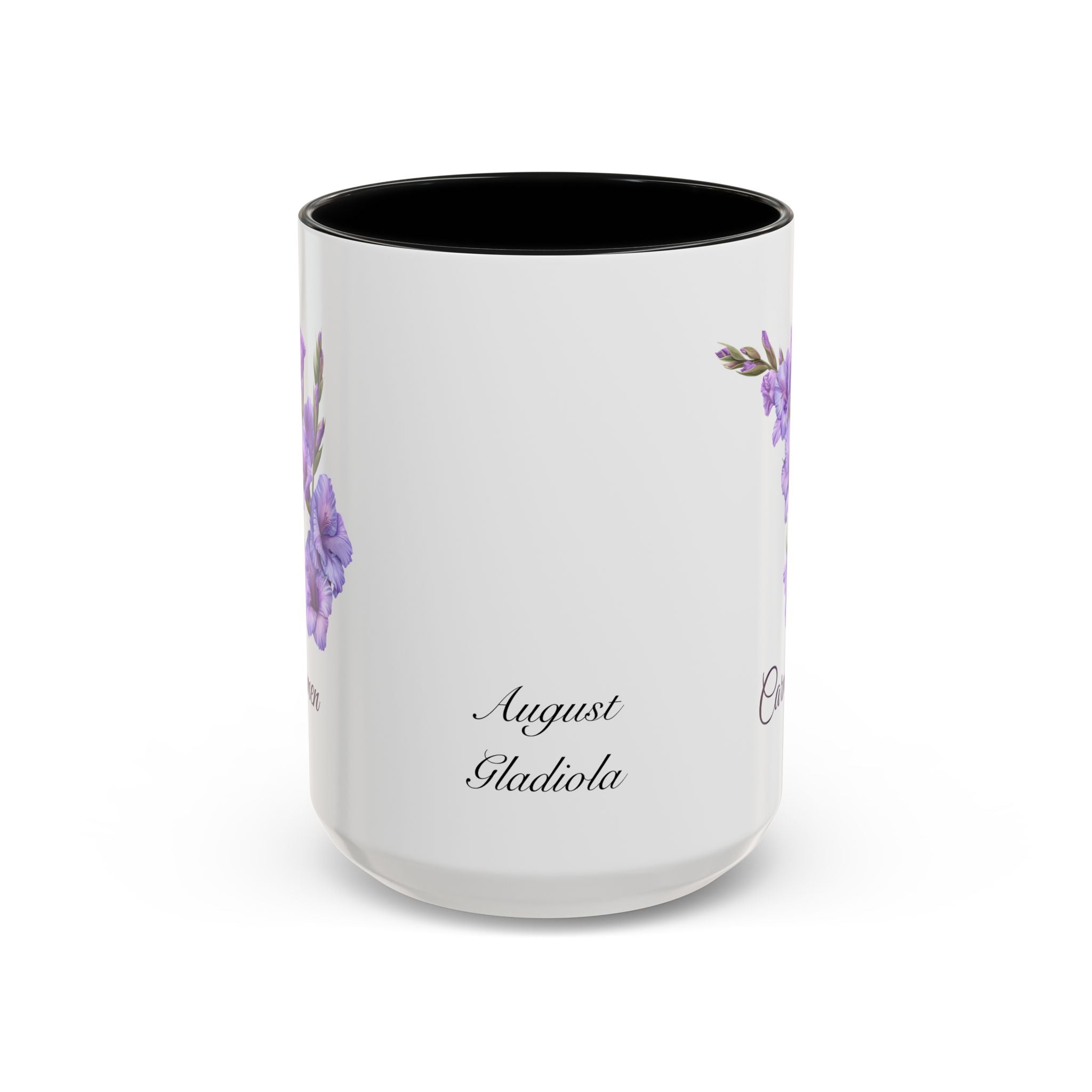 Personalized August Birth Flower Accent Coffee Mug - Available in 11oz and 15oz Sizes