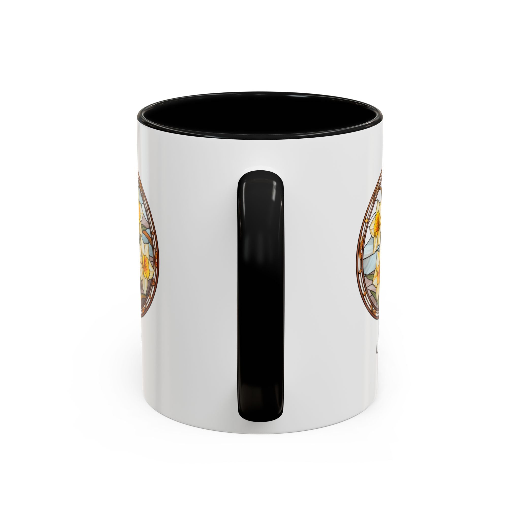 Personalized March Birth Flower Accent Coffee Mug - Available in 11oz and 15oz Sizes