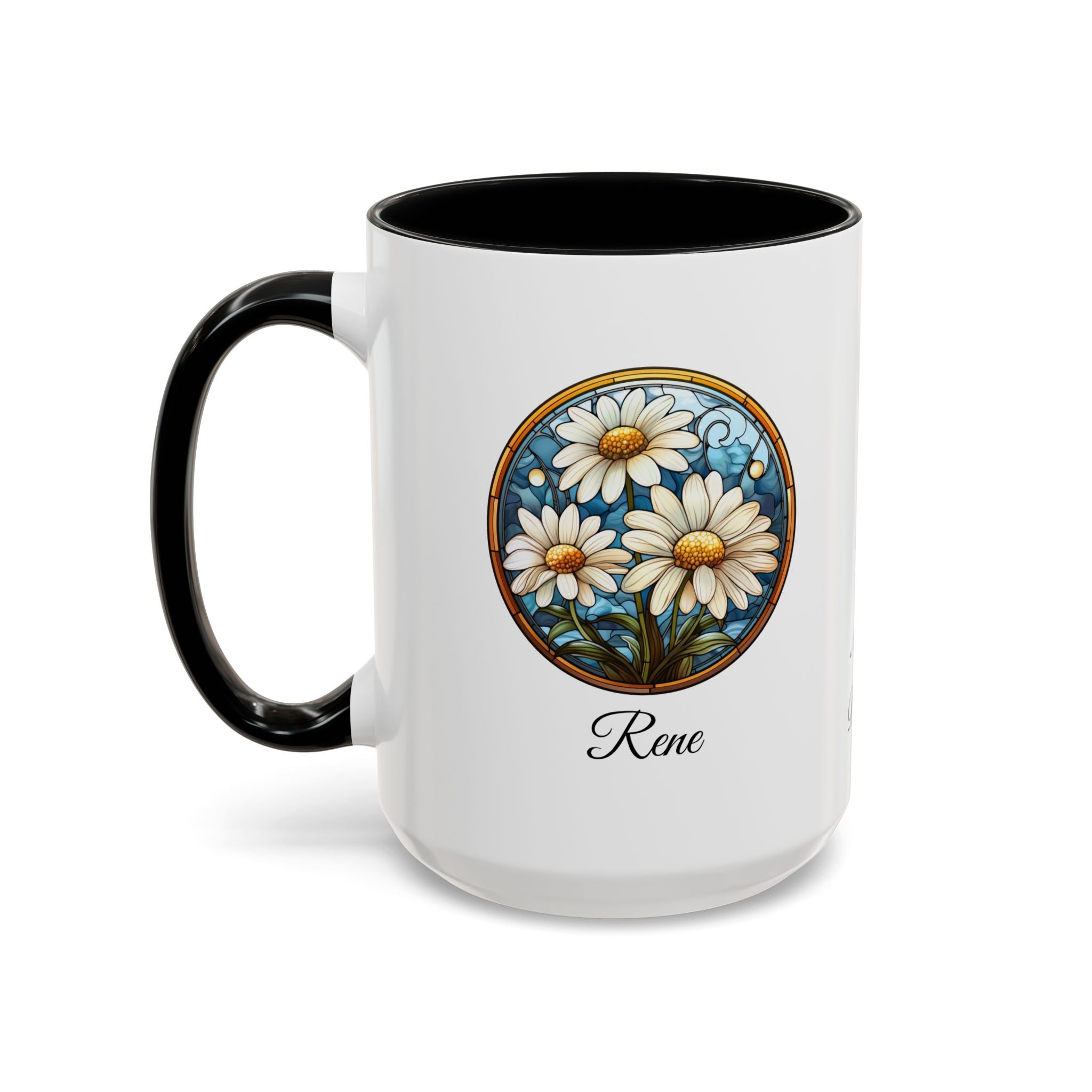 Personalized April Birth Flower Accent Coffee Mug - Available in 11oz and 15oz Sizes