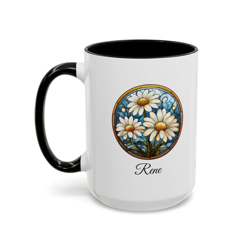 Personalized April Birth Flower Accent Coffee Mug - Available in 11oz and 15oz Sizes