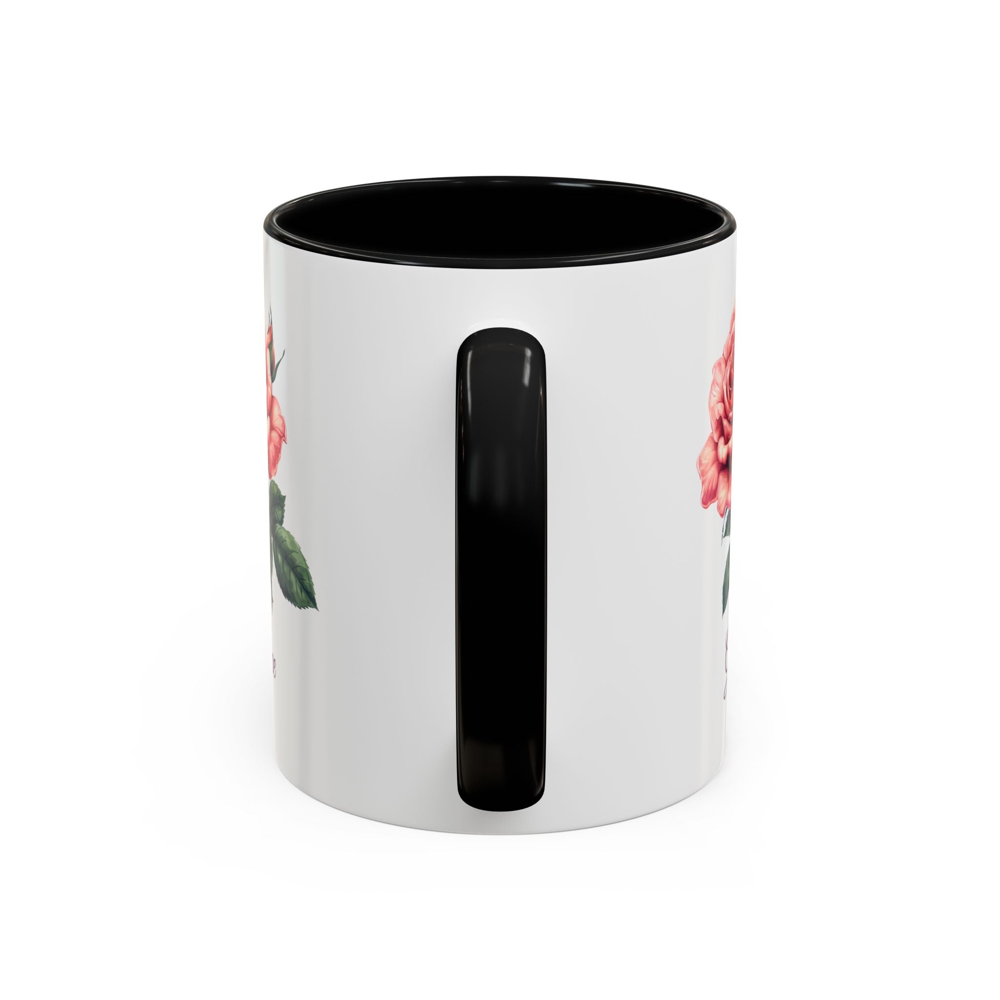 Personalized June Birth Flower Accent Coffee Mug - Available in 11oz and 15oz Sizes