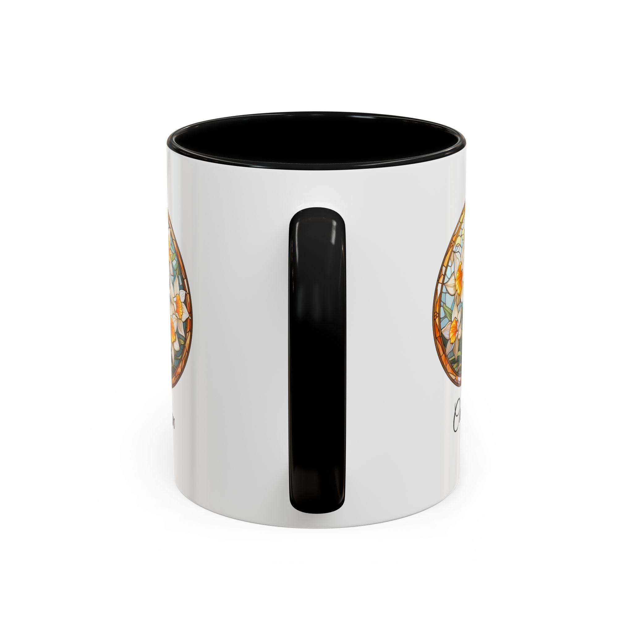 Personalized December Birth Flower Accent Coffee Mug - Available in 11oz and 15oz Sizes