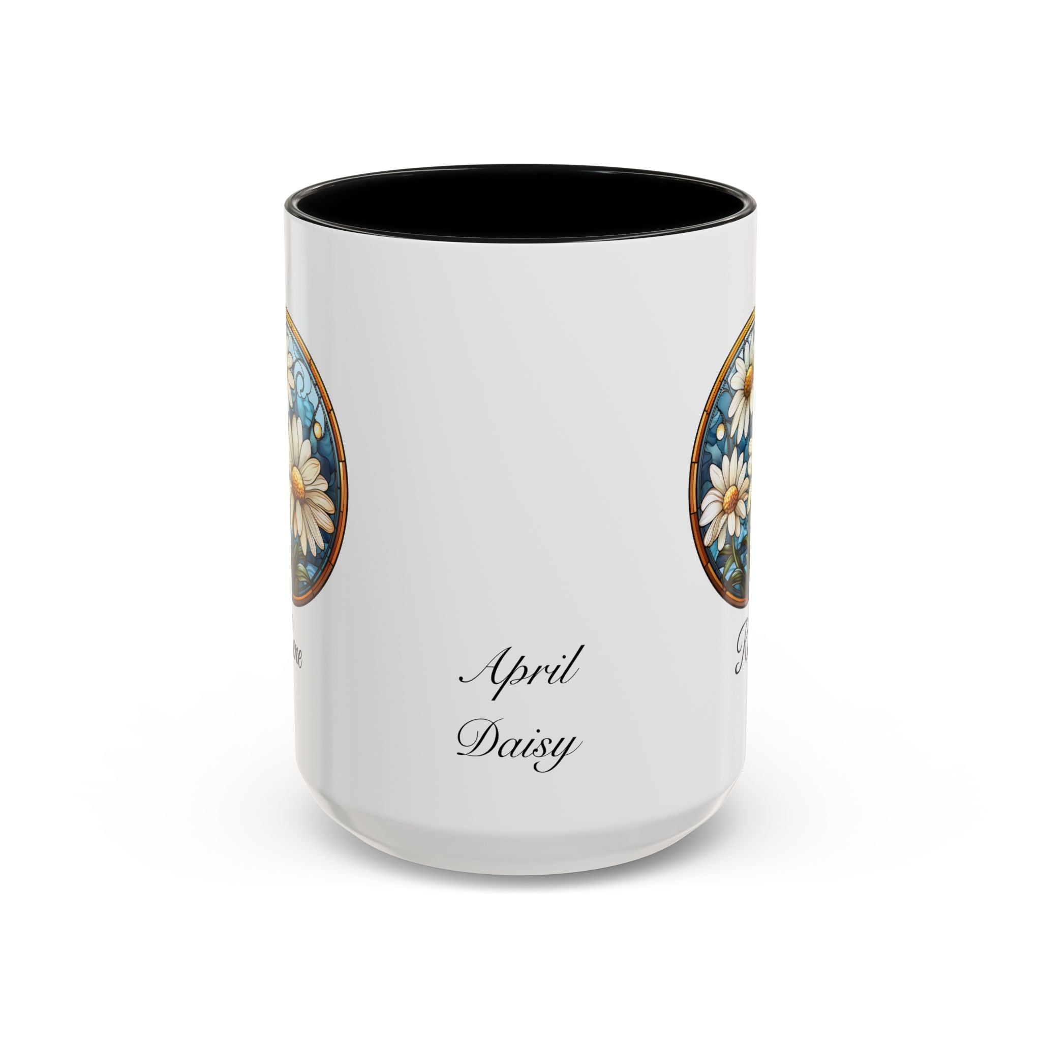 Personalized April Birth Flower Accent Coffee Mug - Available in 11oz and 15oz Sizes