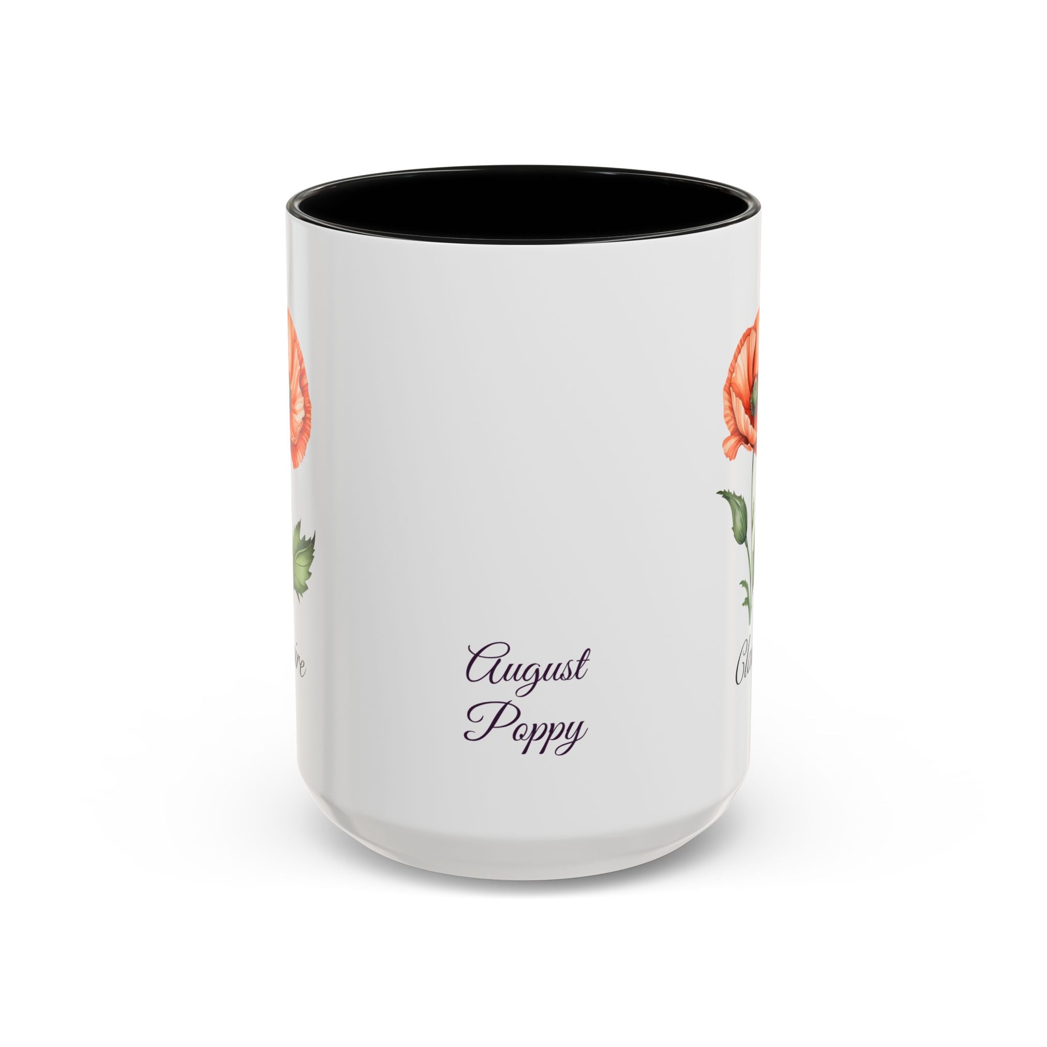 Personalized August Birth Flower Accent Coffee Mug - Available in 11oz and 15oz Sizes