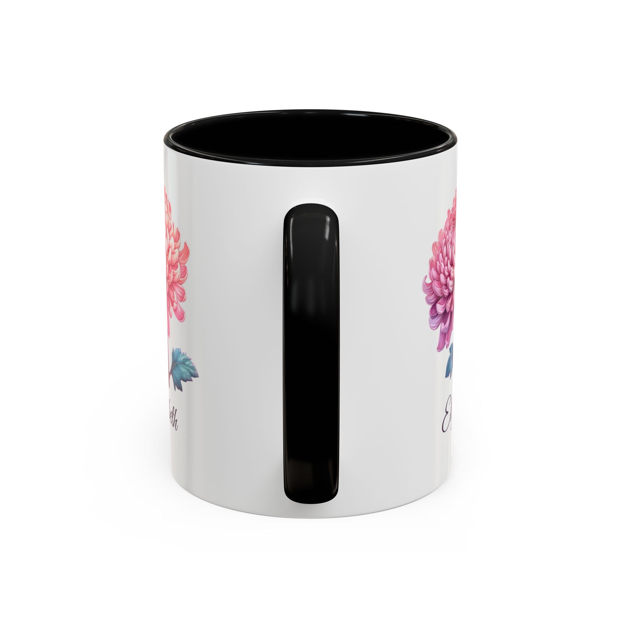 Personalized November Birth Flower Accent Coffee Mug - Available in 11oz and 15oz Sizes