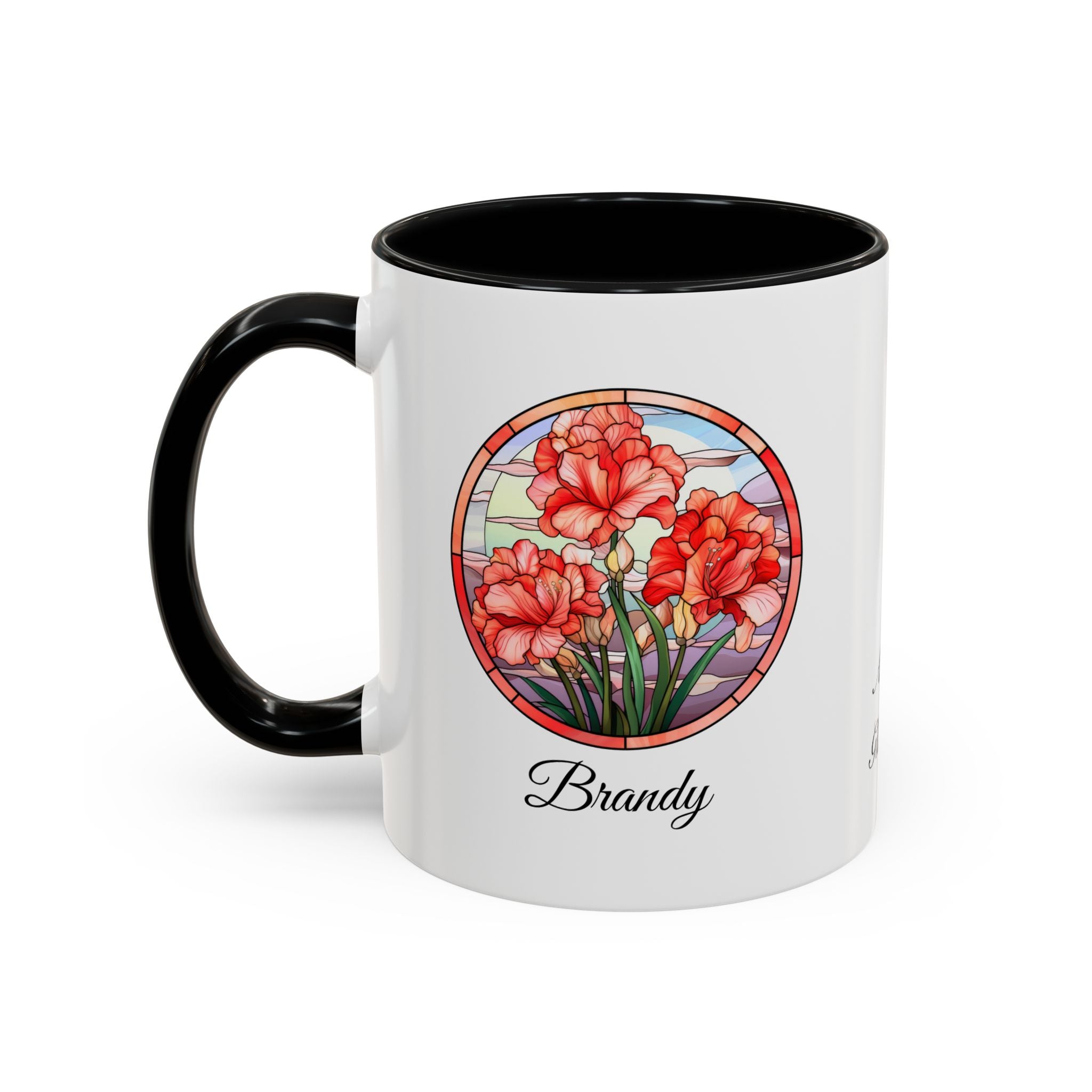 Personalized August Birth Flower Accent Coffee Mug - Available in 11oz and 15oz Sizes
