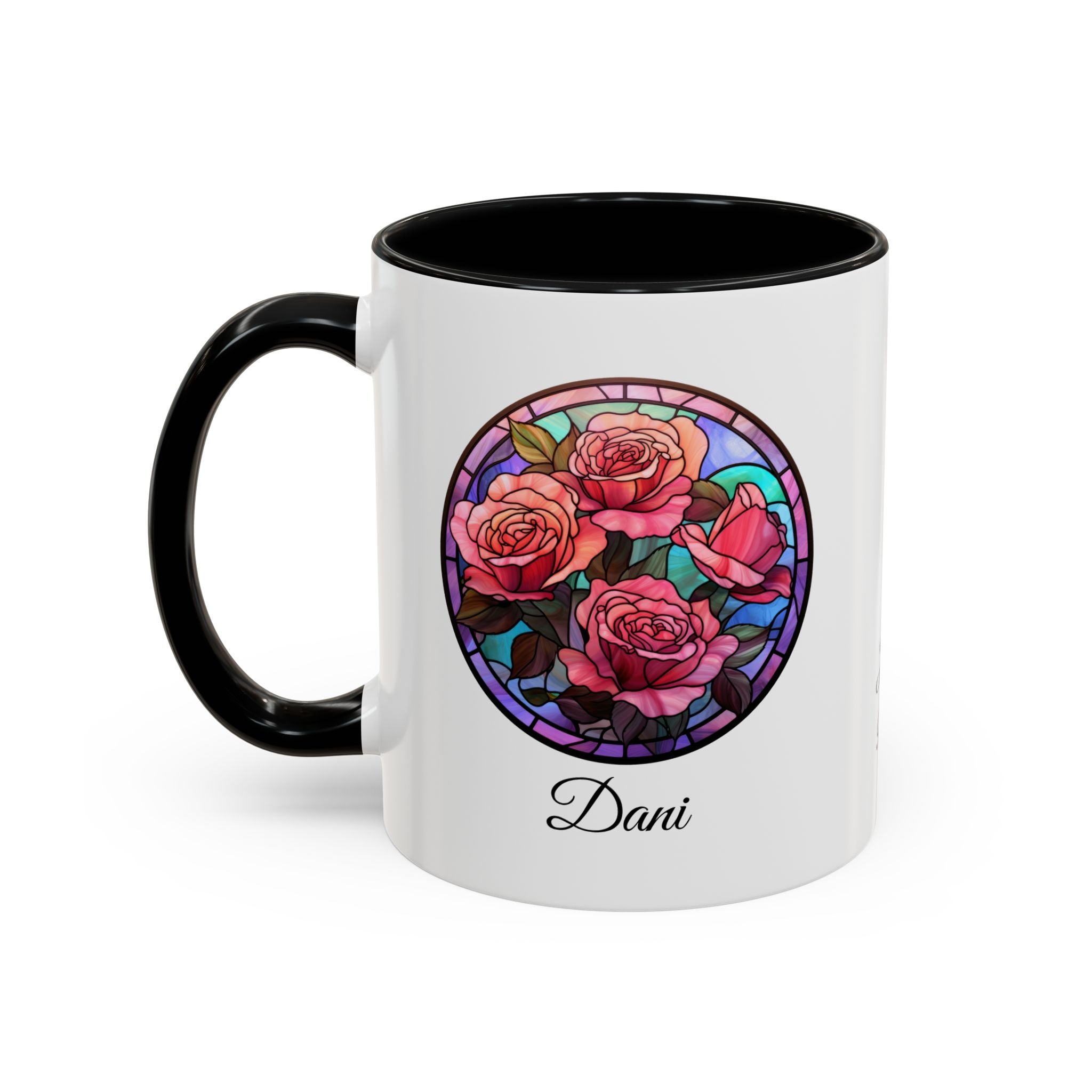 Personalized June Birth Flower Accent Coffee Mug - Available in 11oz and 15oz Sizes