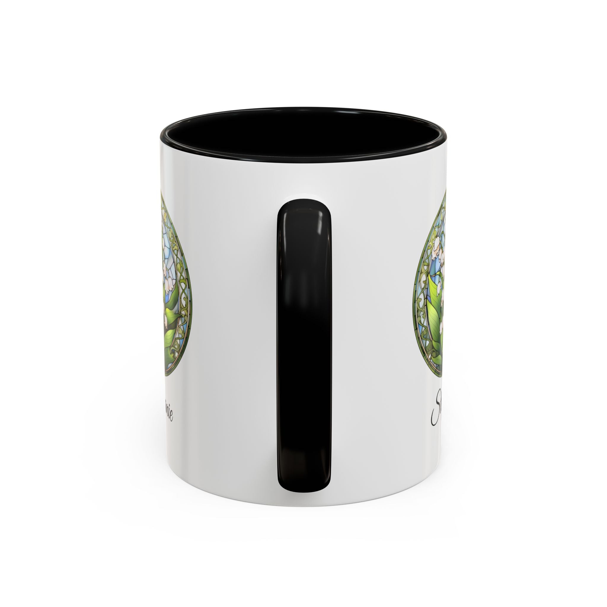 Personalized May Lily of the Valley Birth Flower Accent Coffee Mug - Available in 11oz and 15oz Sizes