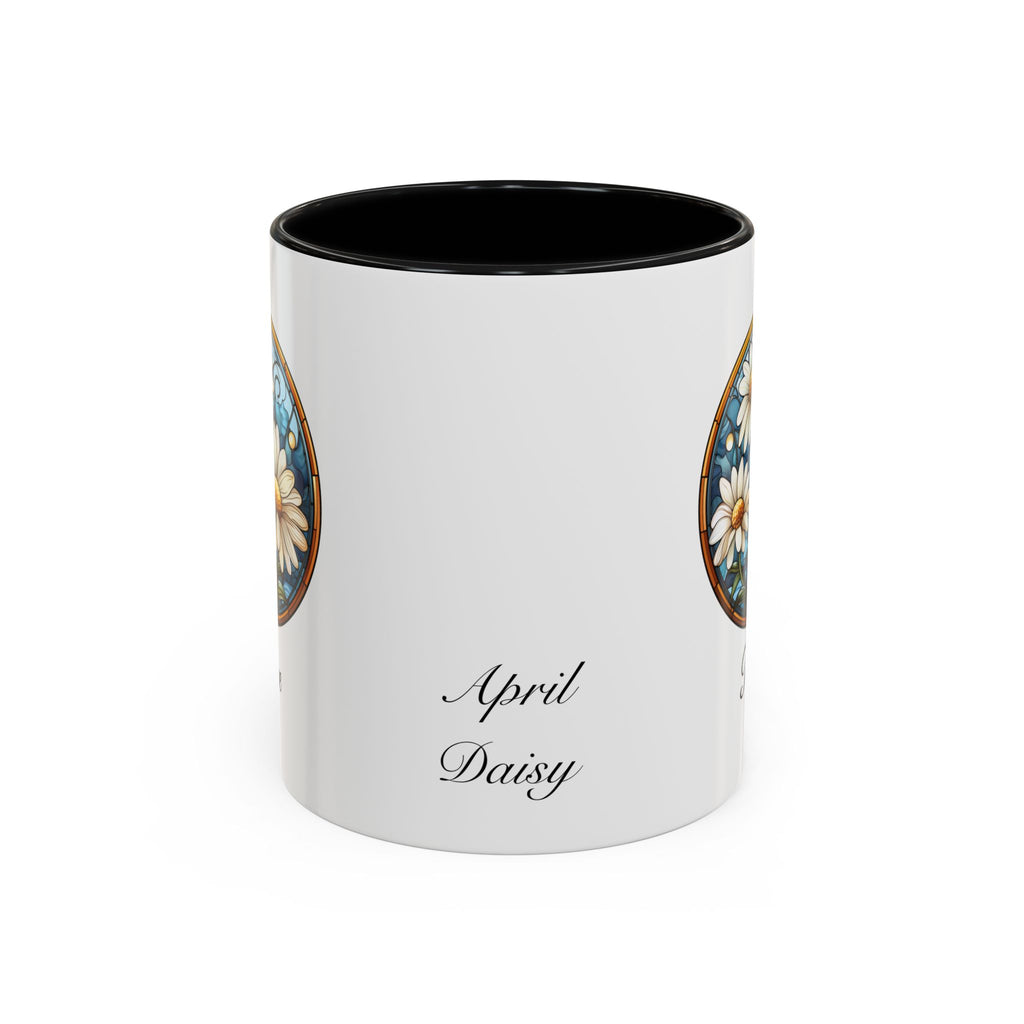 Personalized April Birth Flower Accent Coffee Mug - Available in 11oz and 15oz Sizes