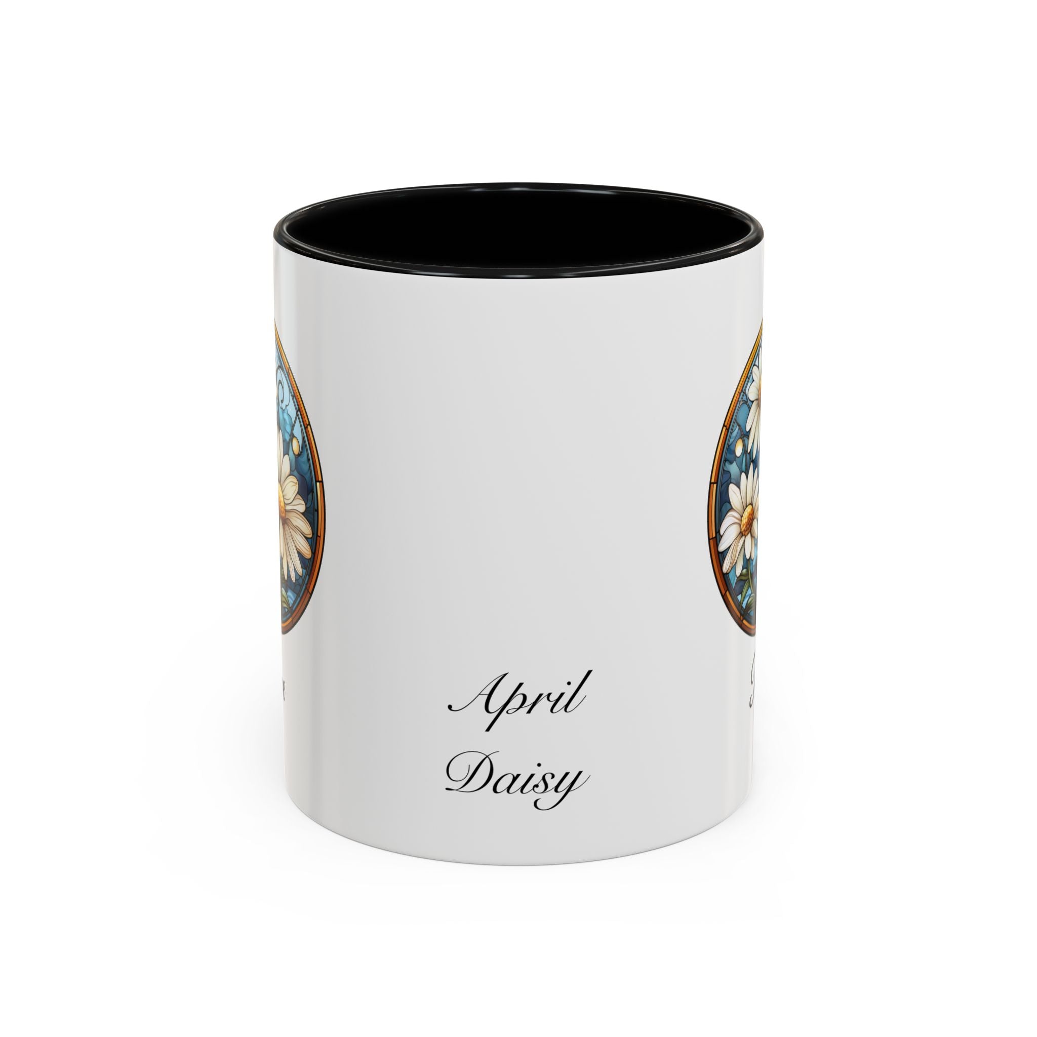 Personalized April Birth Flower Accent Coffee Mug - Available in 11oz and 15oz Sizes