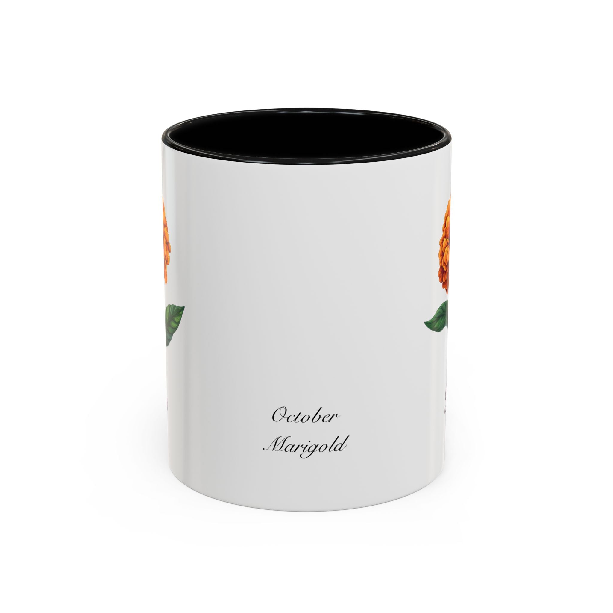 Personalized October Birth Flower Accent Coffee Mug - Available in 11oz and 15oz Sizes
