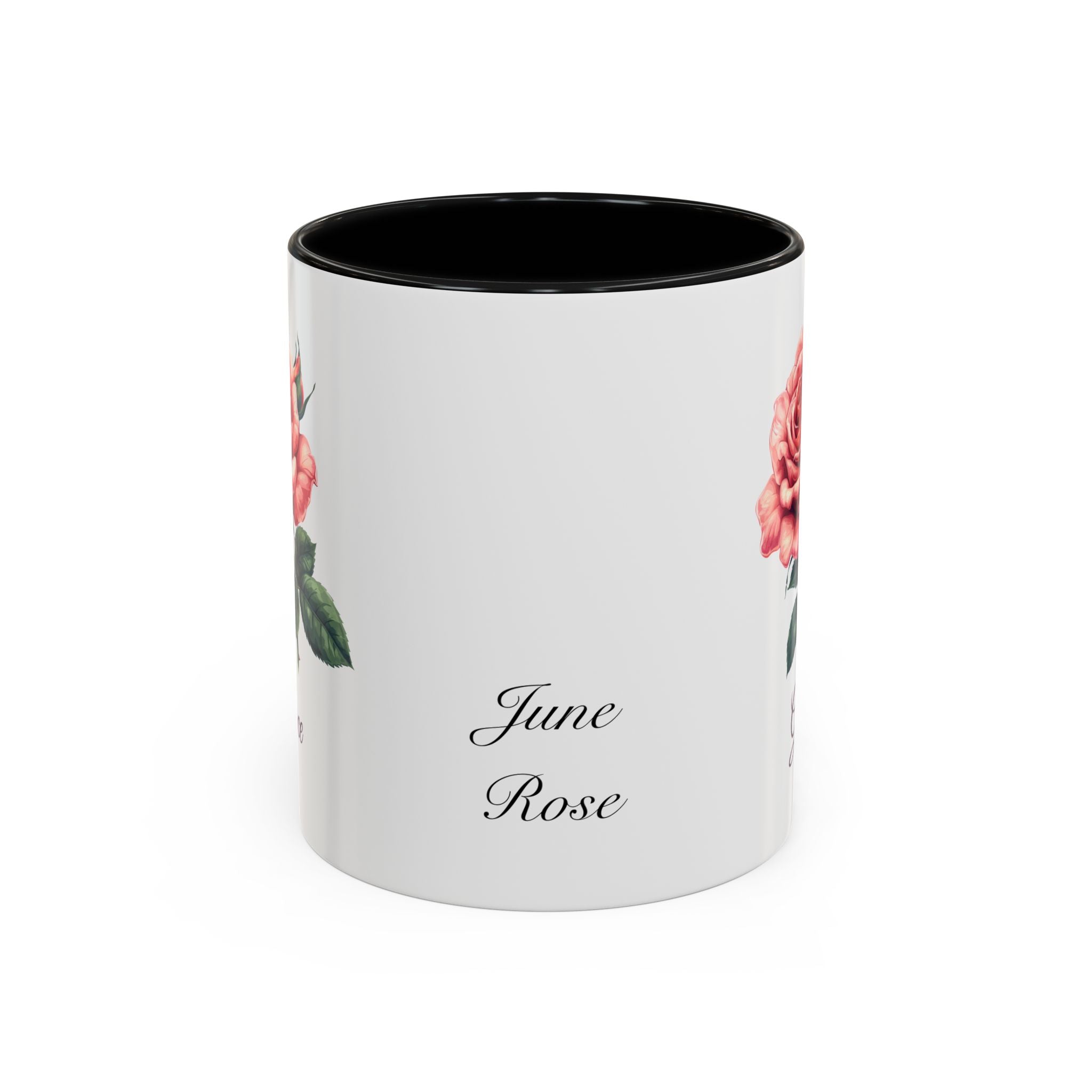 Personalized June Birth Flower Accent Coffee Mug - Available in 11oz and 15oz Sizes