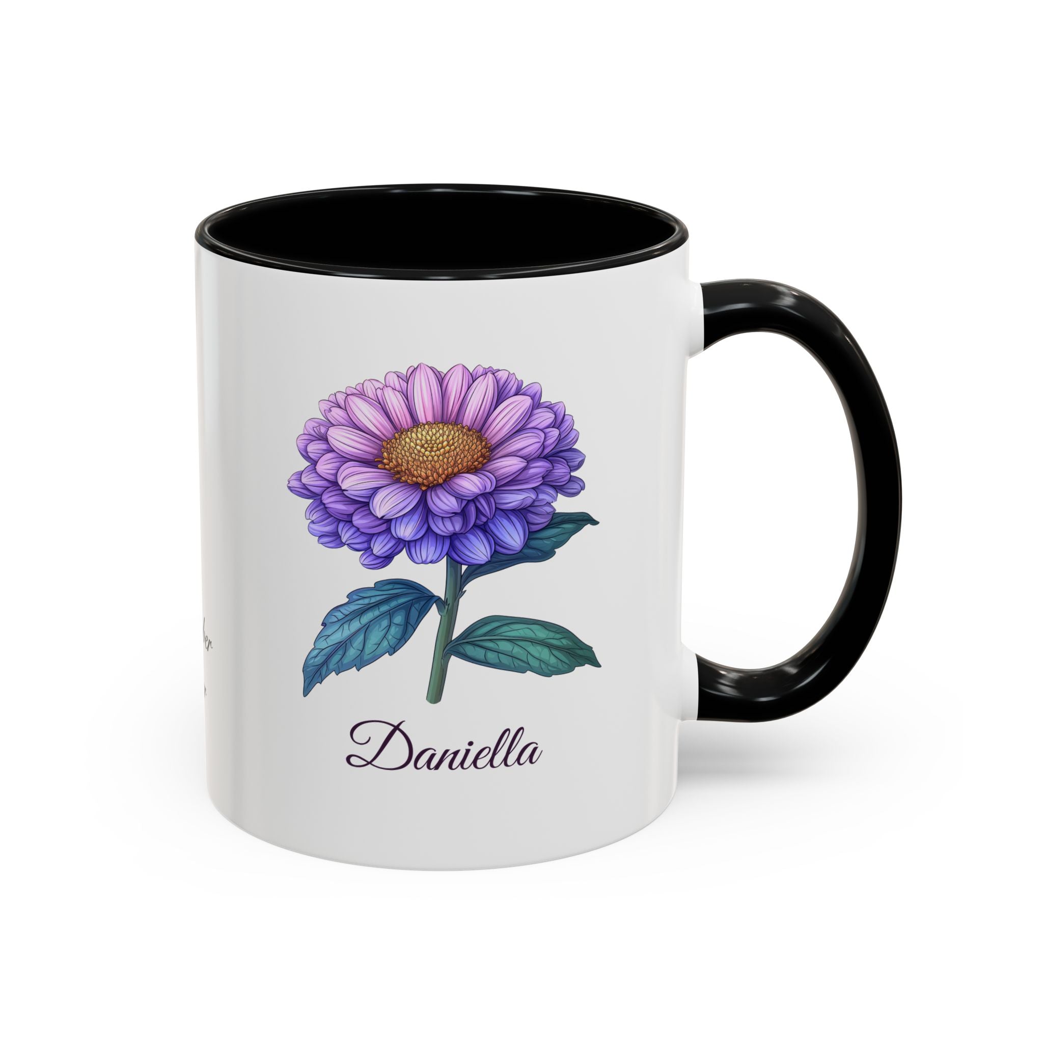 Personalized September Birth Flower Accent Coffee Mug - Available in 11oz and 15oz Sizes