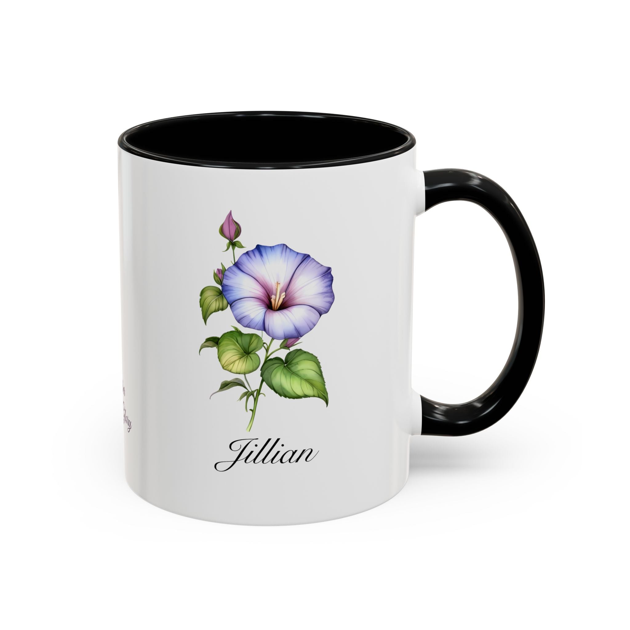 Personalized September Birth Flower Accent Coffee Mug - Available in 11oz and 15oz Sizes