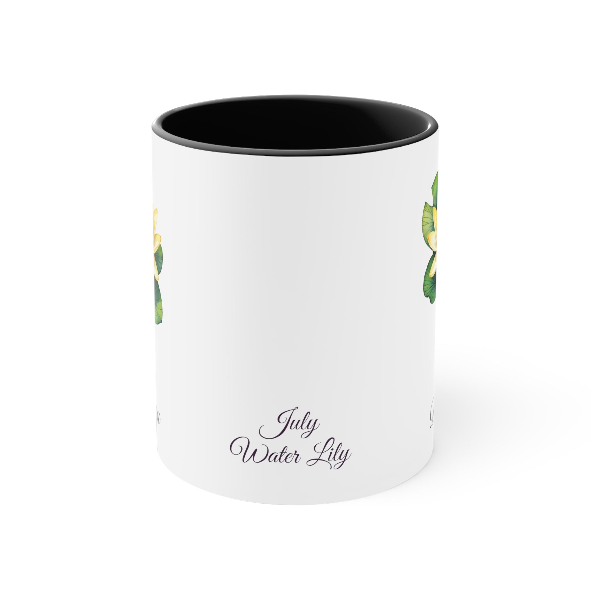 Personalized July Birth Flower Accent Coffee Mug - Available in 11oz and 15oz Sizes