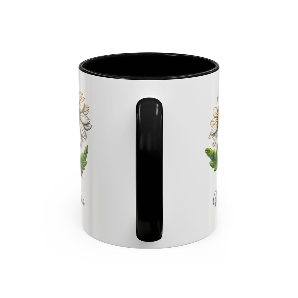 Personalized April Birth Flower Accent Coffee Mug - Available in 11oz and 15oz Sizes