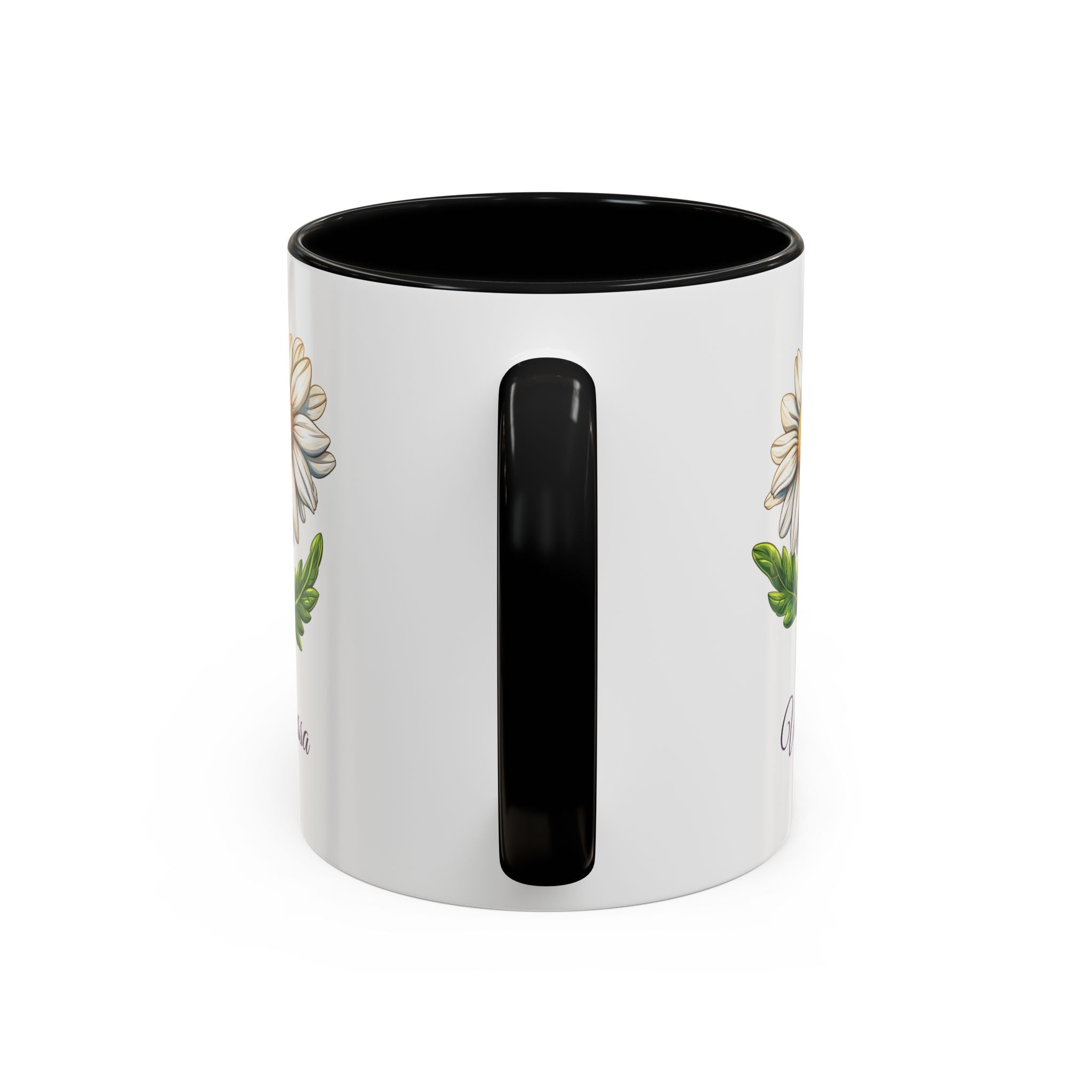 Personalized April Birth Flower Accent Coffee Mug - Available in 11oz and 15oz Sizes