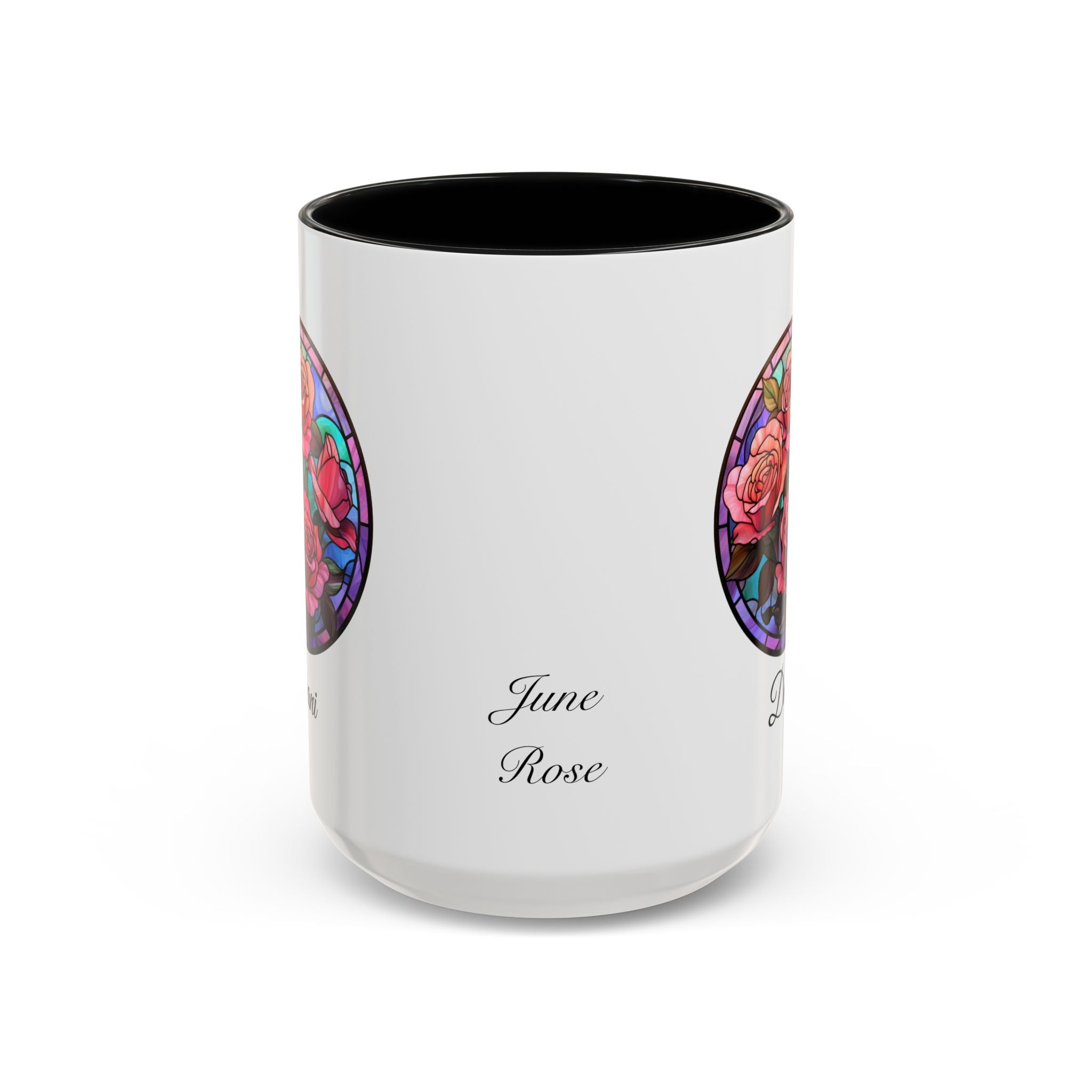 Personalized June Birth Flower Accent Coffee Mug - Available in 11oz and 15oz Sizes
