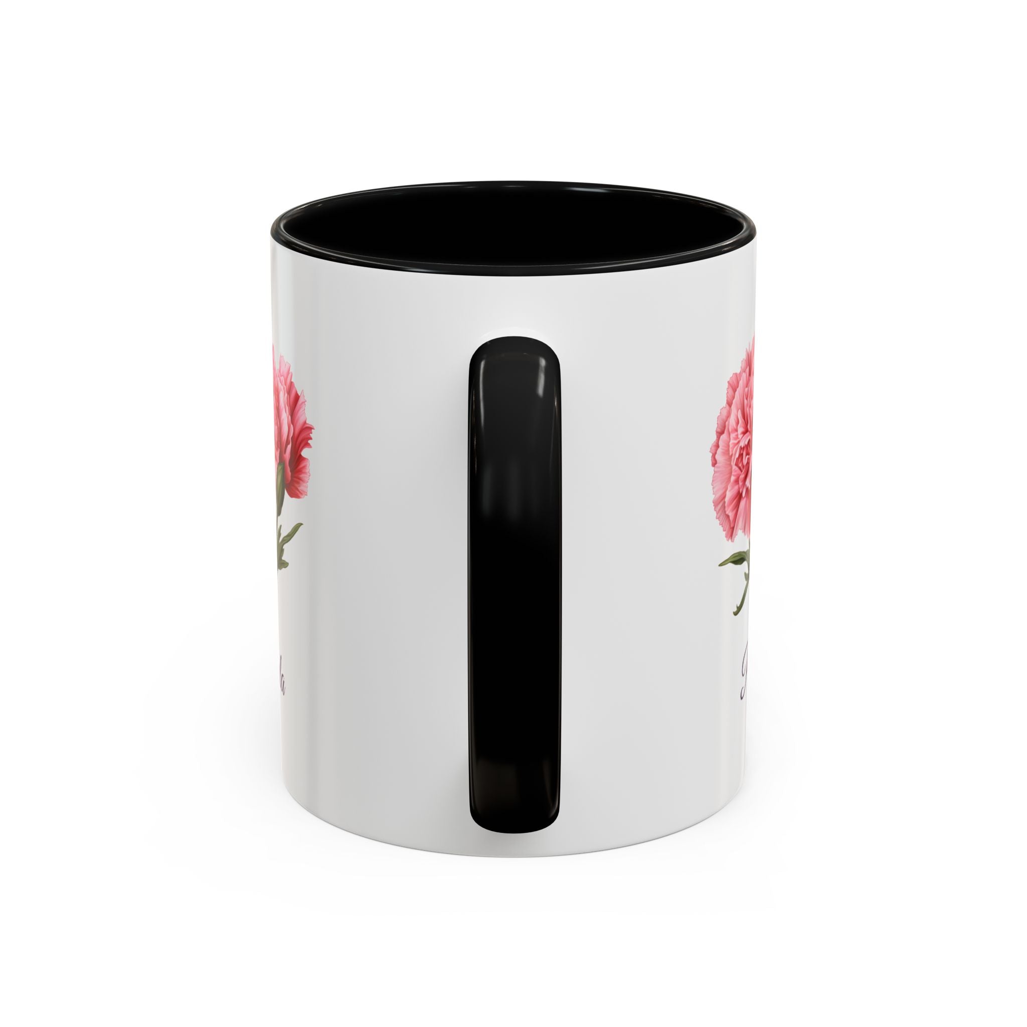 Personalized January Birth Flower Accent Coffee Mug - Available in 11oz and 15oz Sizes