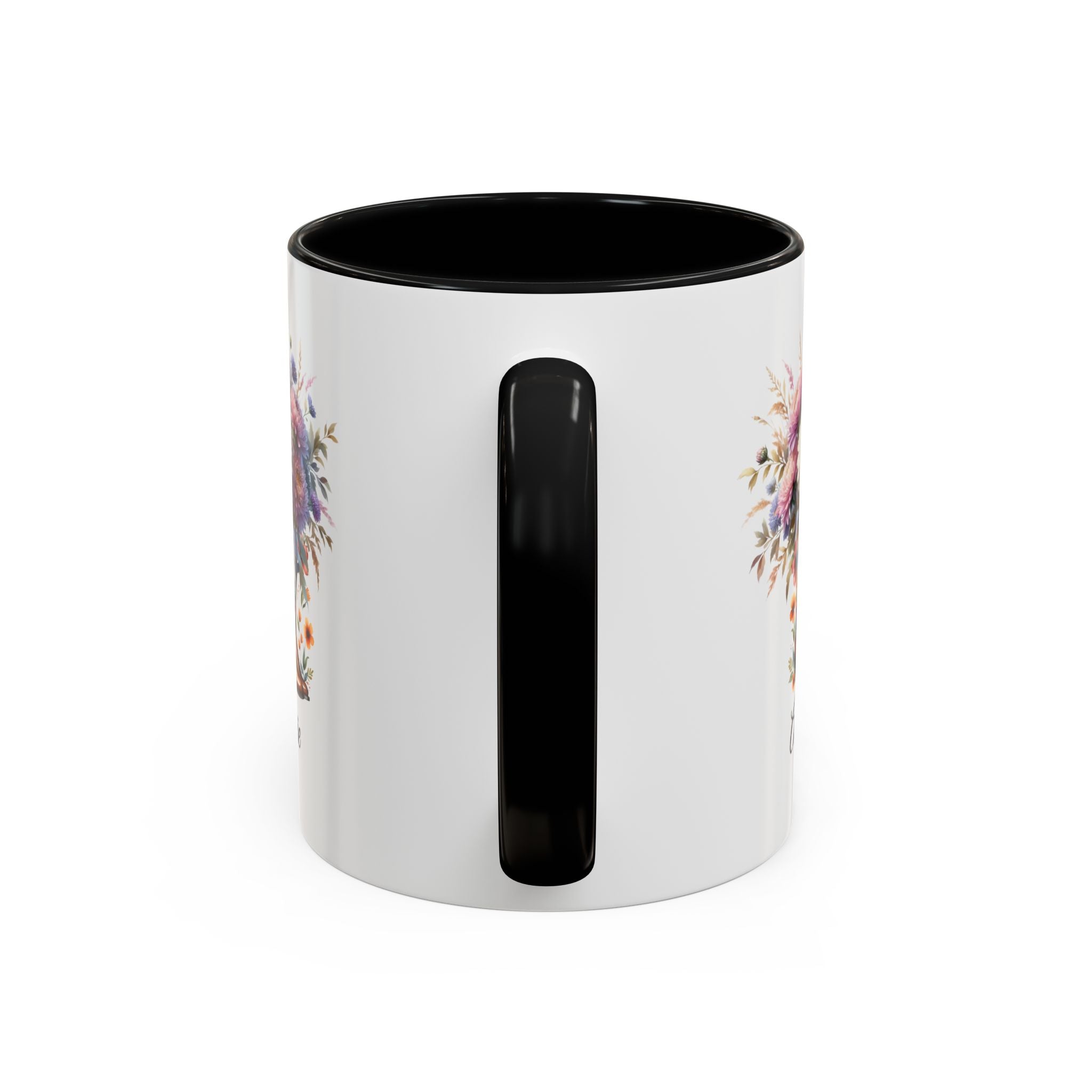Personalized September Birth Flower Accent Coffee Mug - Available in 11oz and 15oz Sizes