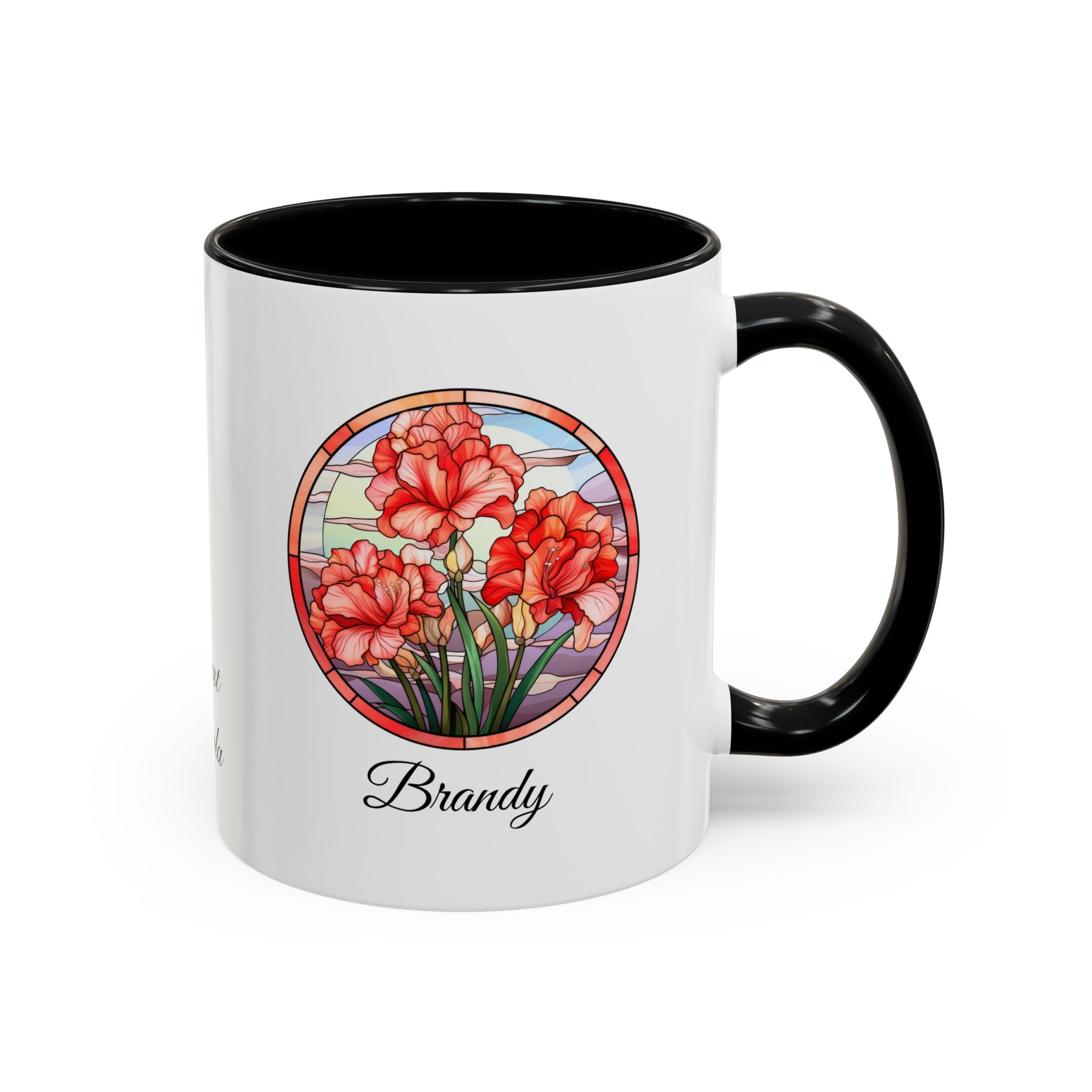 Personalized August Birth Flower Accent Coffee Mug - Available in 11oz and 15oz Sizes